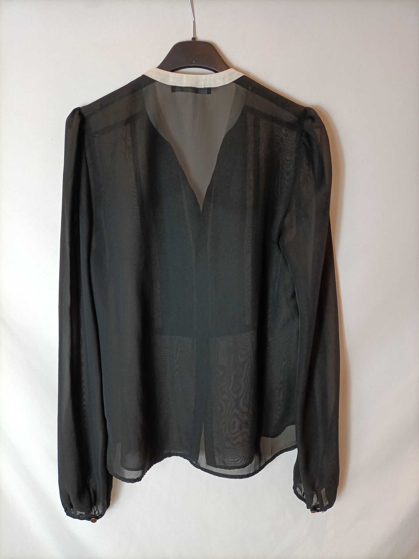 PRIMARK. Black semi-sheer blouse, size 36