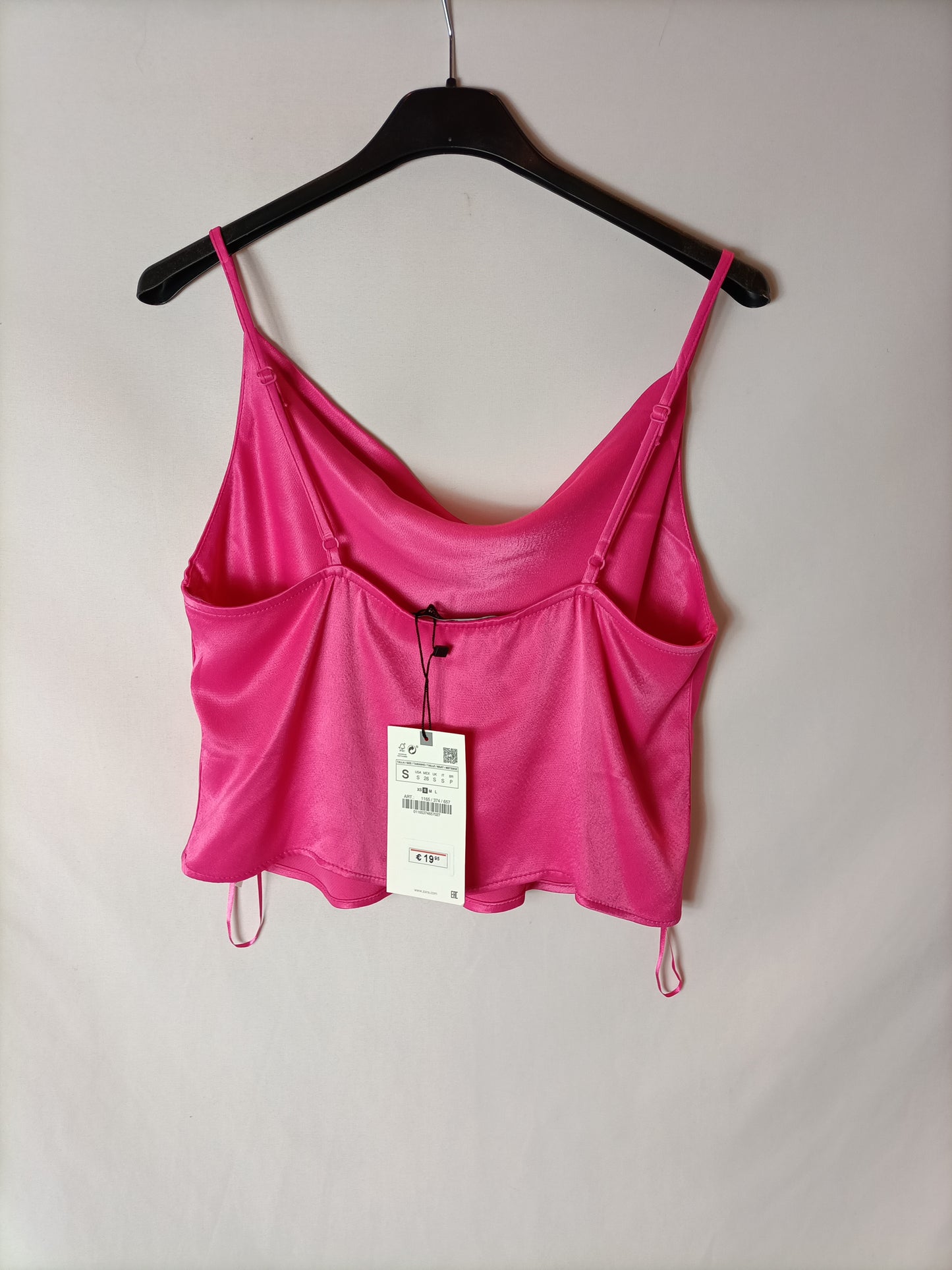 ZARA. Top rosa satinado T.s