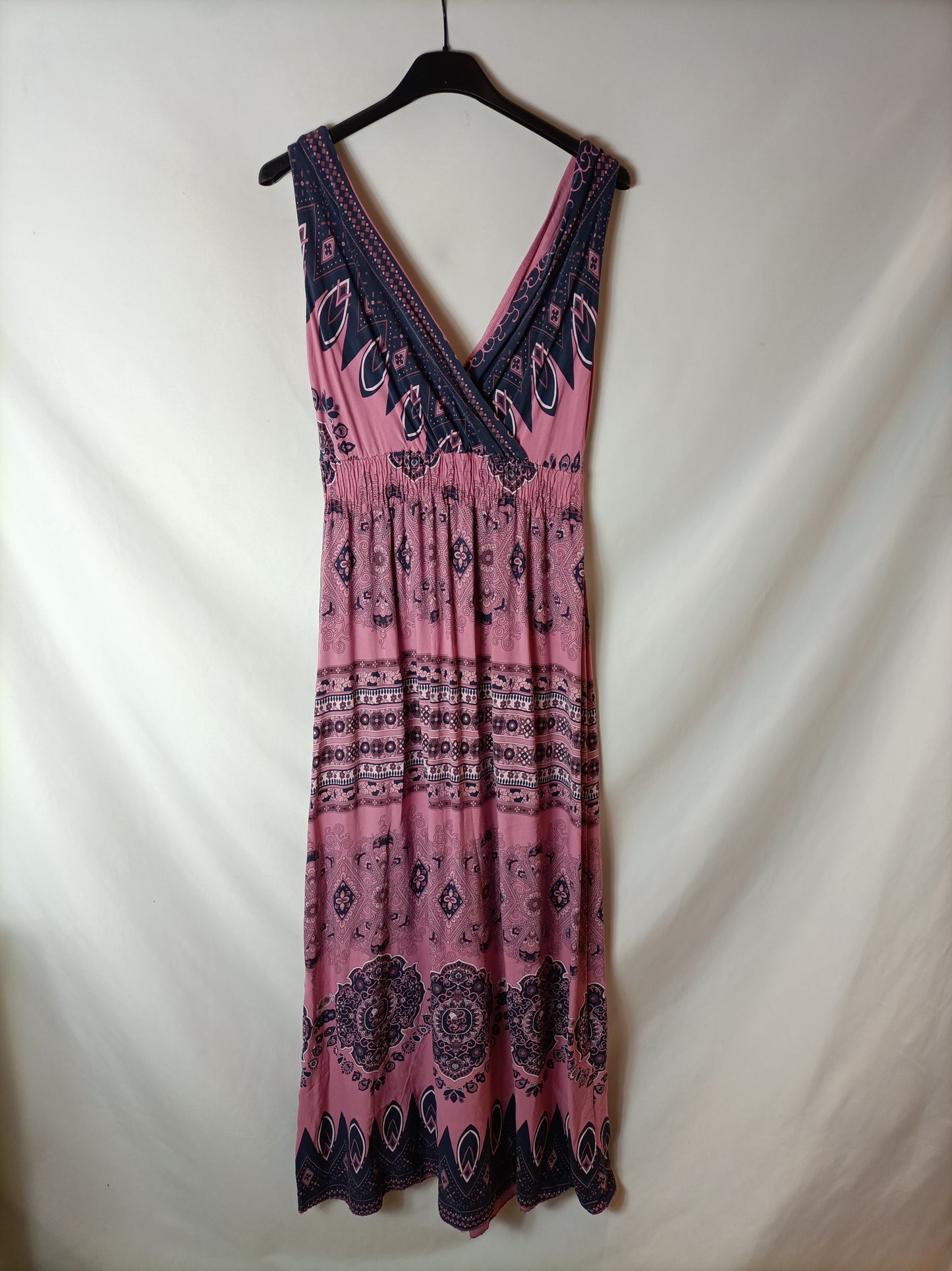 OTRAS. Vestido largo estilo hippie azul. T. S/M