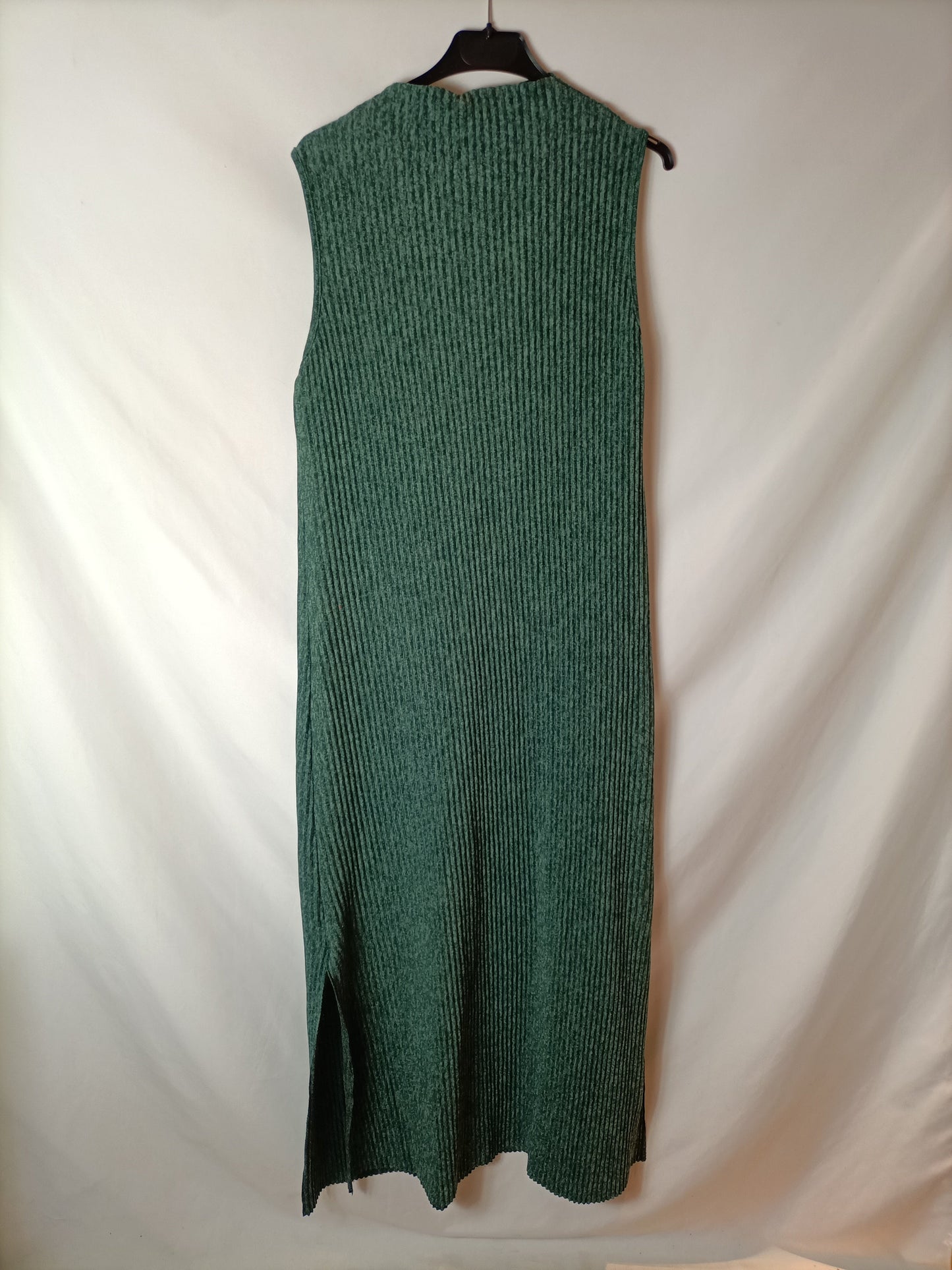 THE DESIRE SHOP. Vestido midi canalé verde T.u(m)
