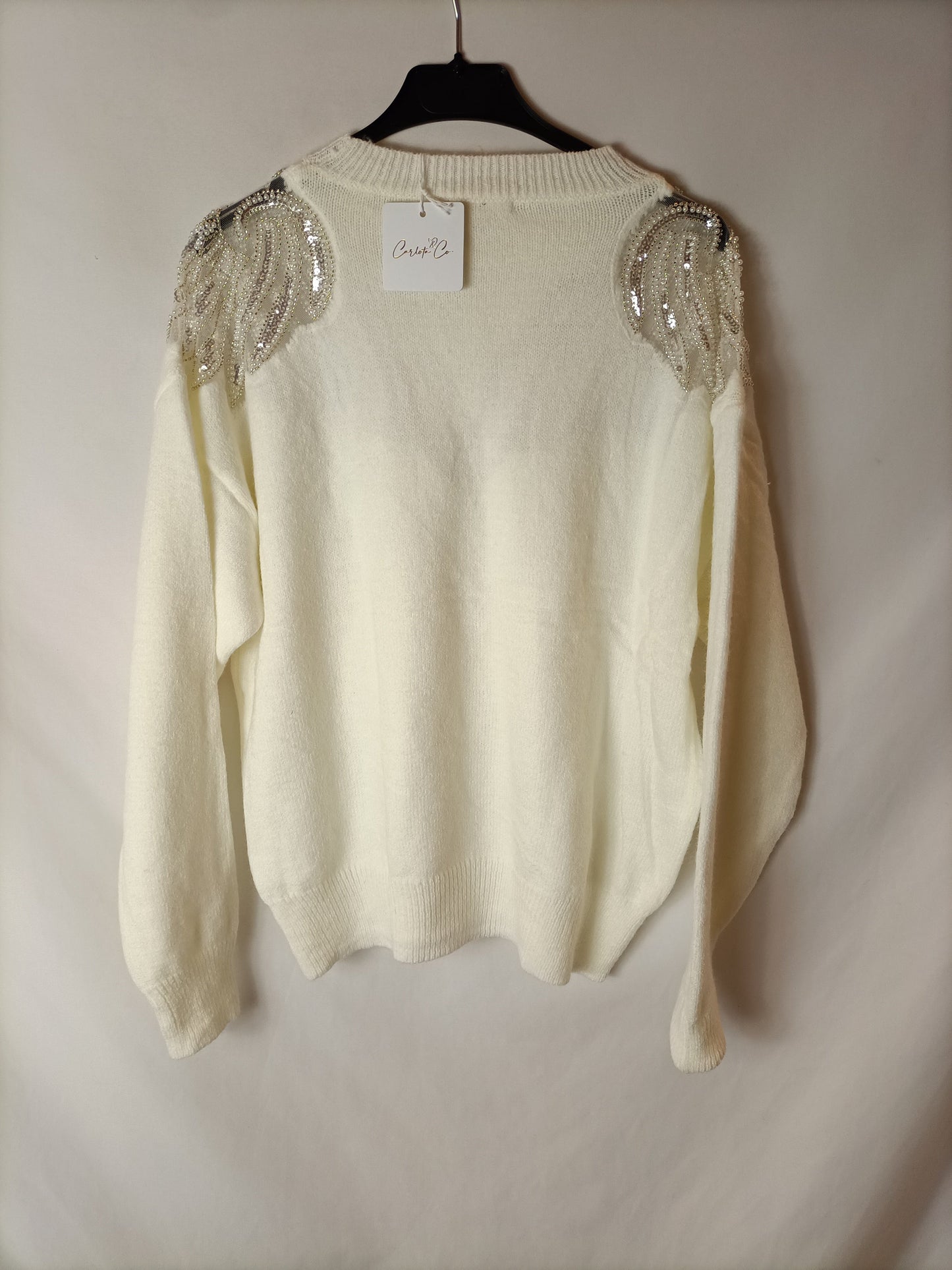 CARLOTA&CO. White beaded sweater Tu(l)