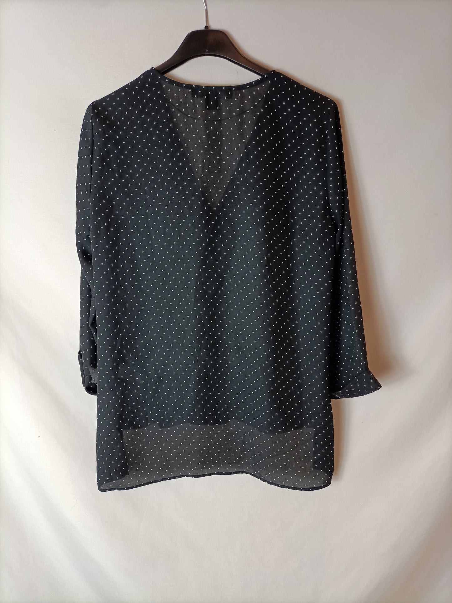 PRIMARK. Black polka dot blouse size 38