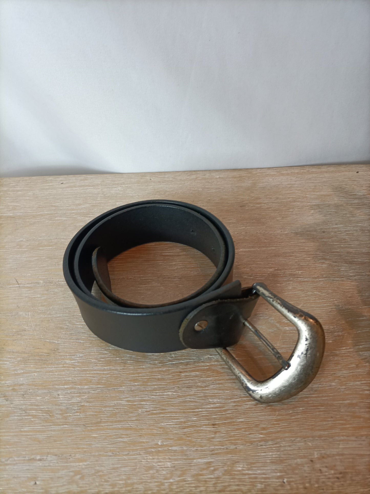 OTHER. Black belt with distressed buckle. Size 80