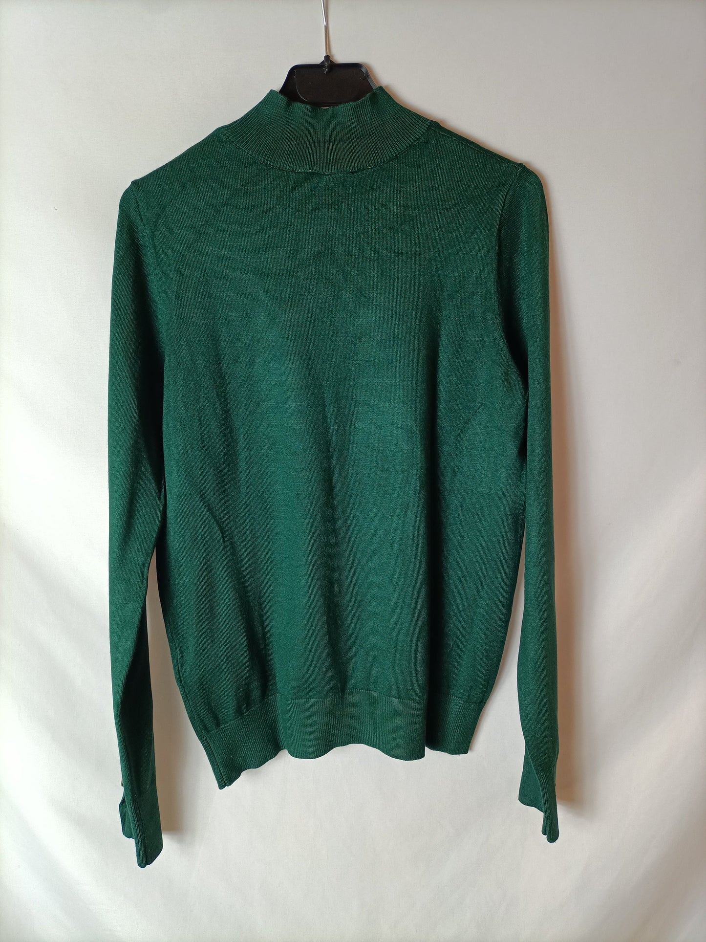 NAF NAF. Bottle green crew neck sweater. TM