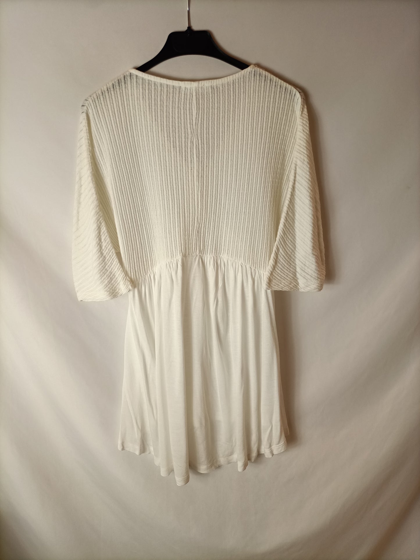 MANGO. Top/vestido blanco doble textura. T S