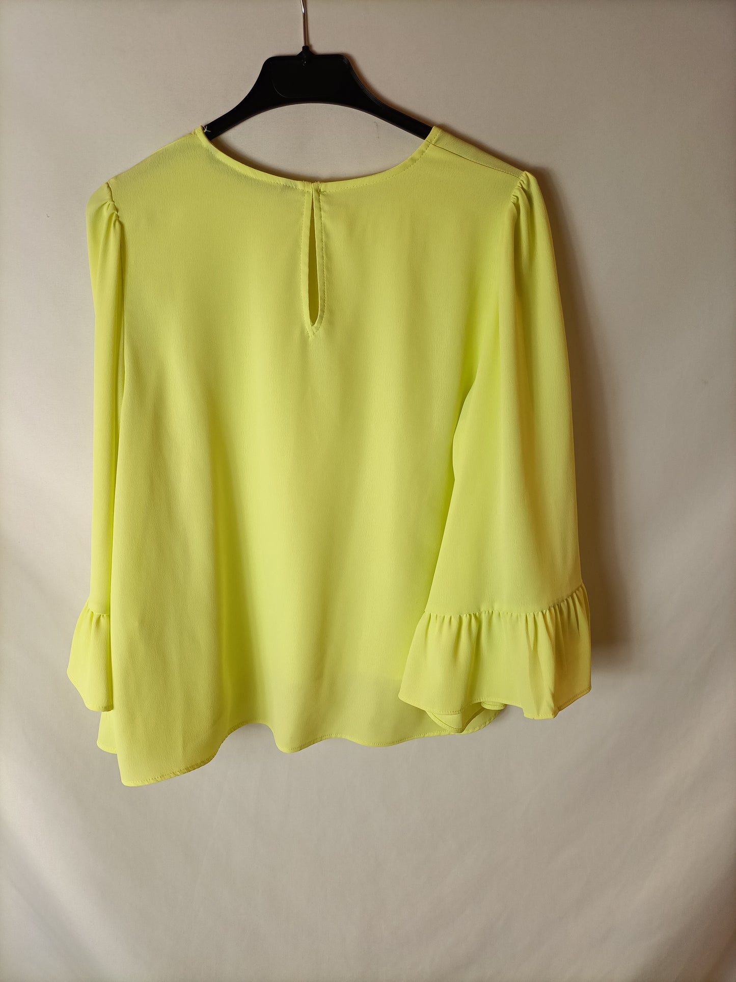 ZARA. Lime-colored semi-sheer blouse. Size XS