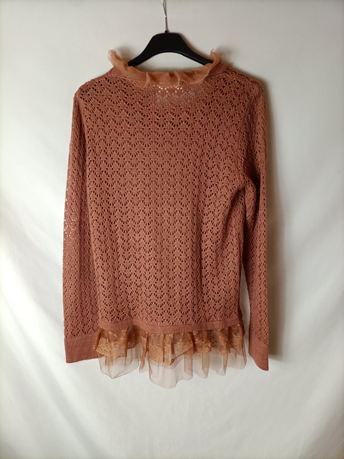 MUSA BY BOHO. Jersey punto abierto malva. T S/M