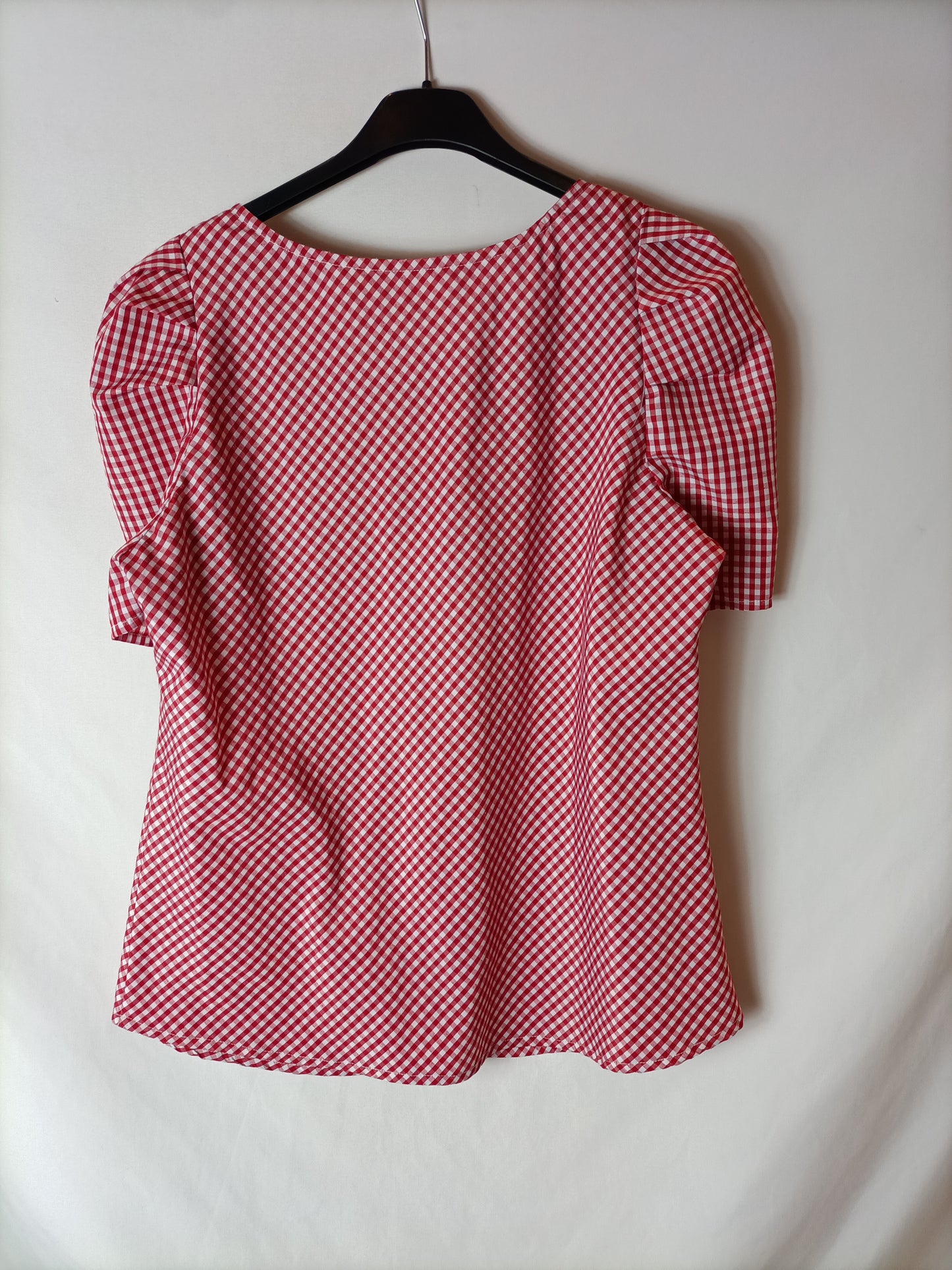 MD. Red and white gingham blouse. TS