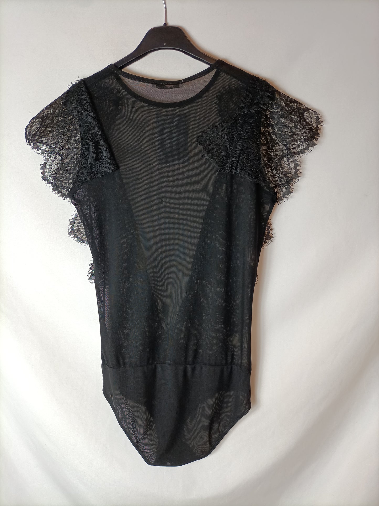 ZARA. body negro transparente T.s