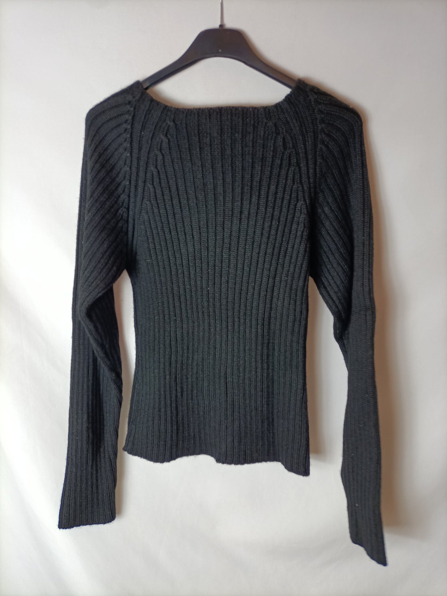 OTRAS.Jersey negro canalé T.m