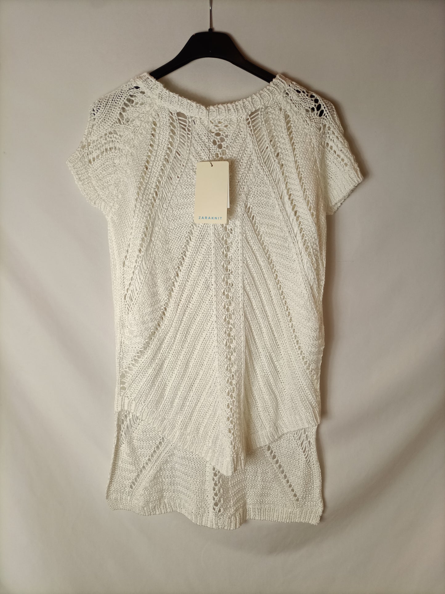 ZARA. Top blanco croché T.m