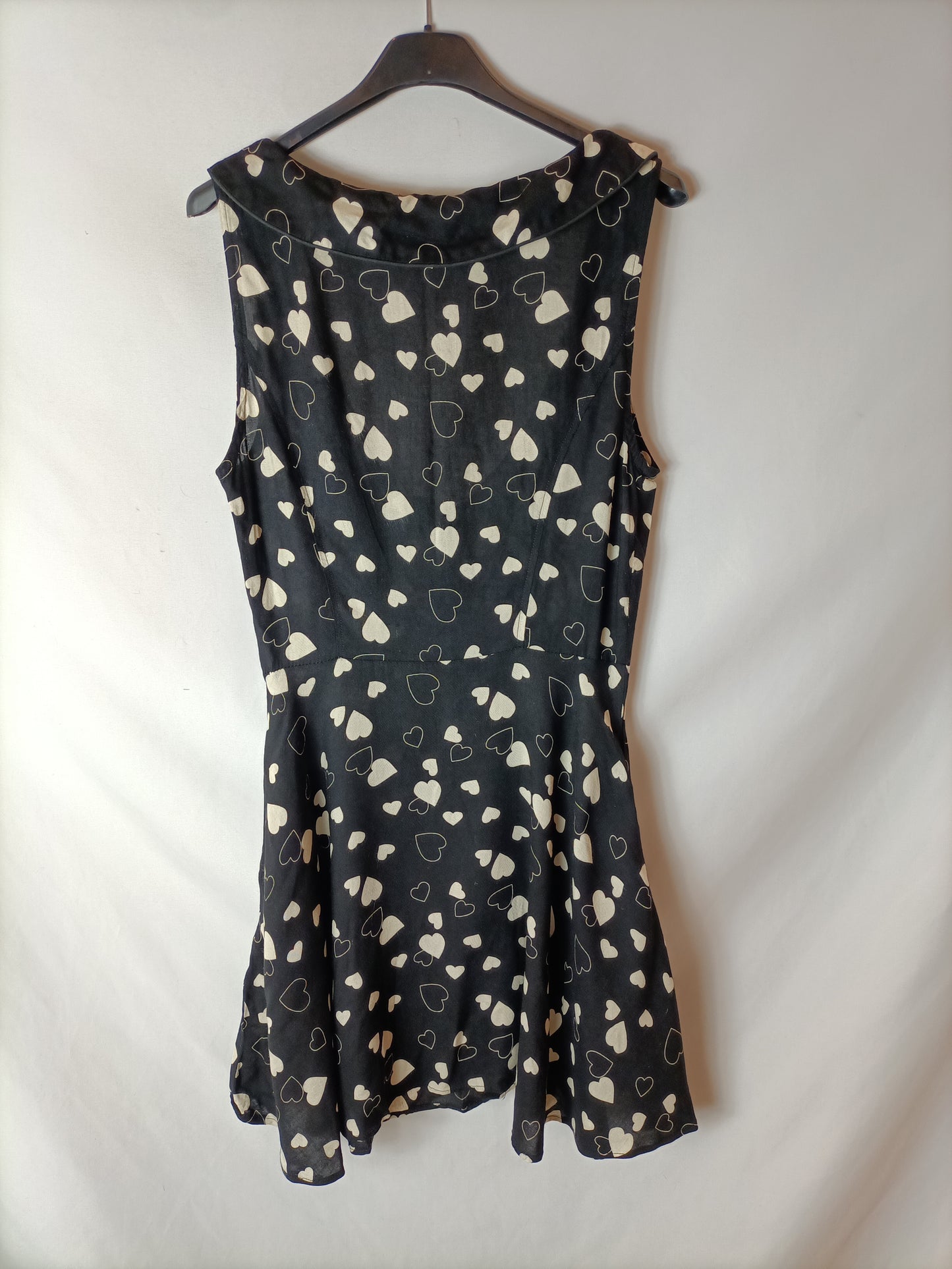 ZARA. Vestido negro corazones T.m