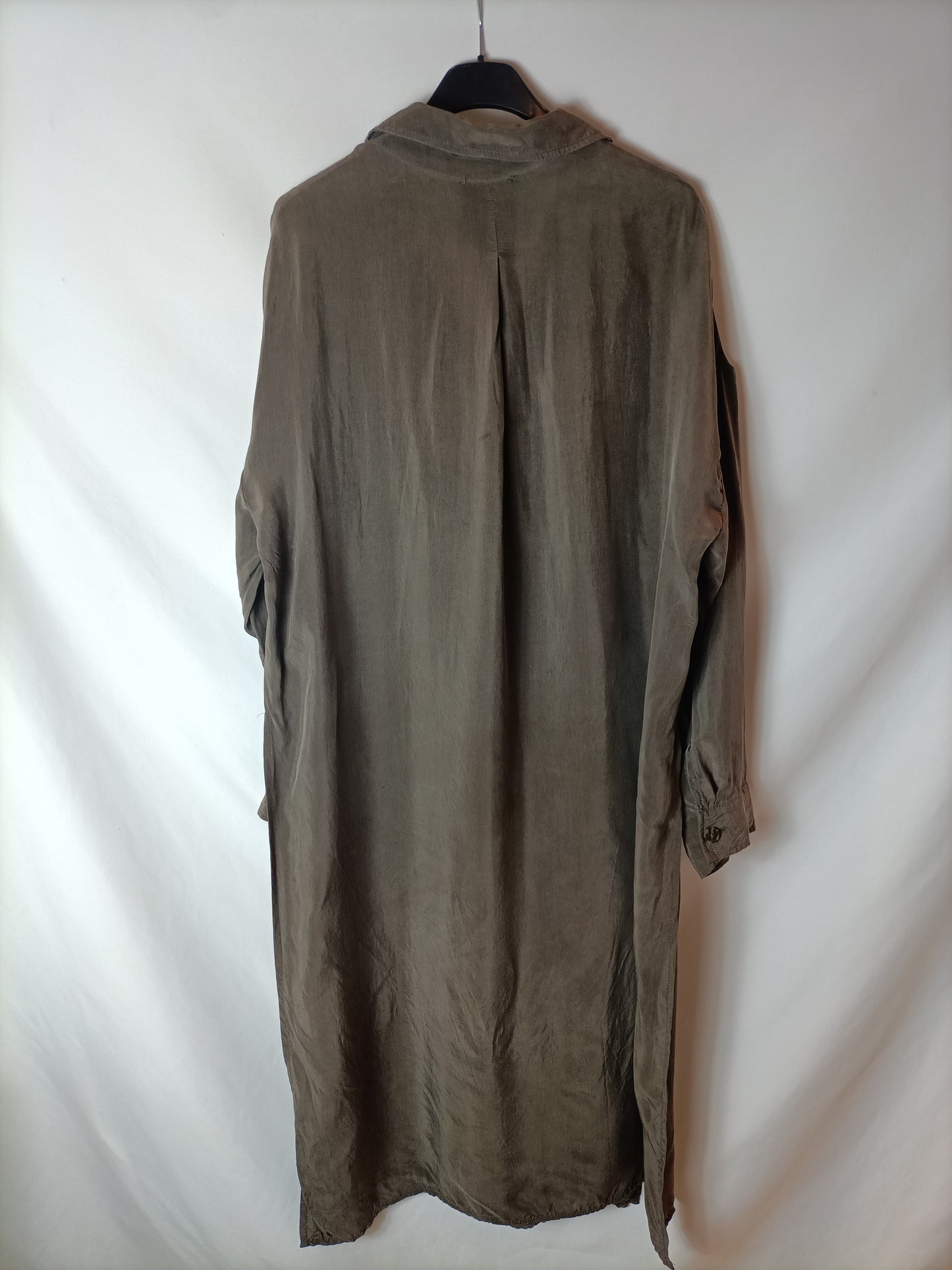 ZARA. Kimono camisero marrón T.m