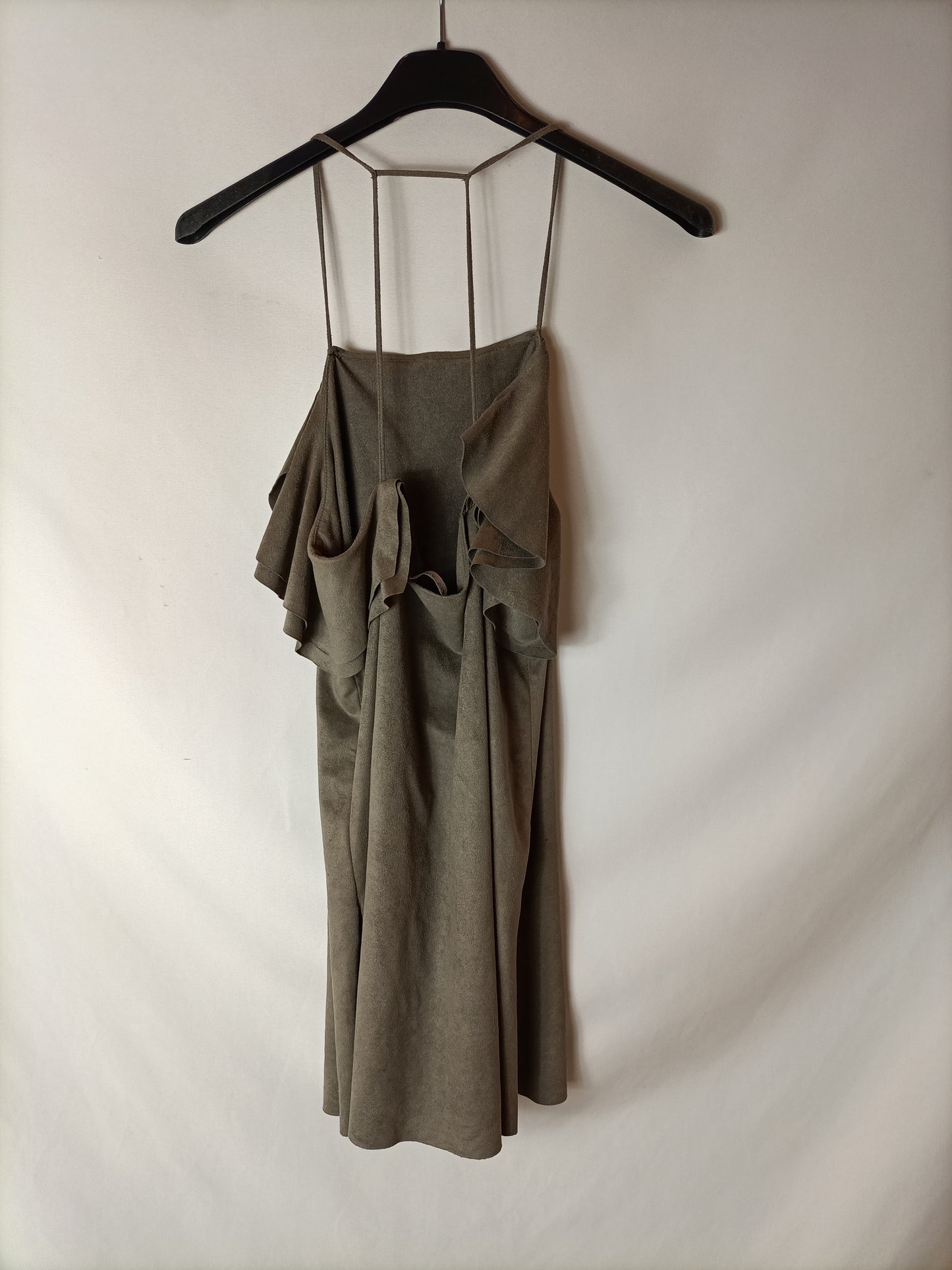 ZARA. Ruffled suede top. TS