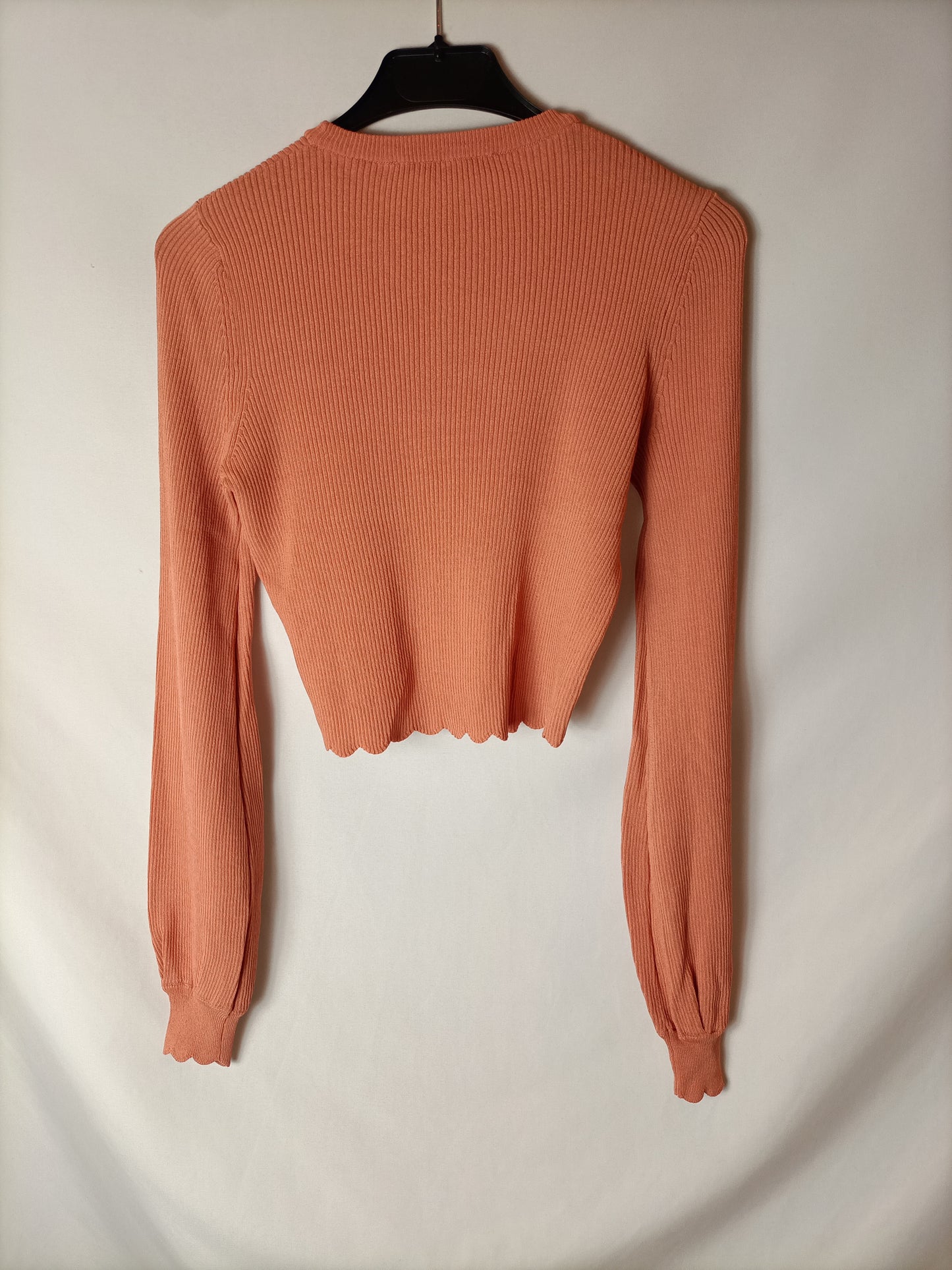 ZARA. Top canalé naranja T.s
