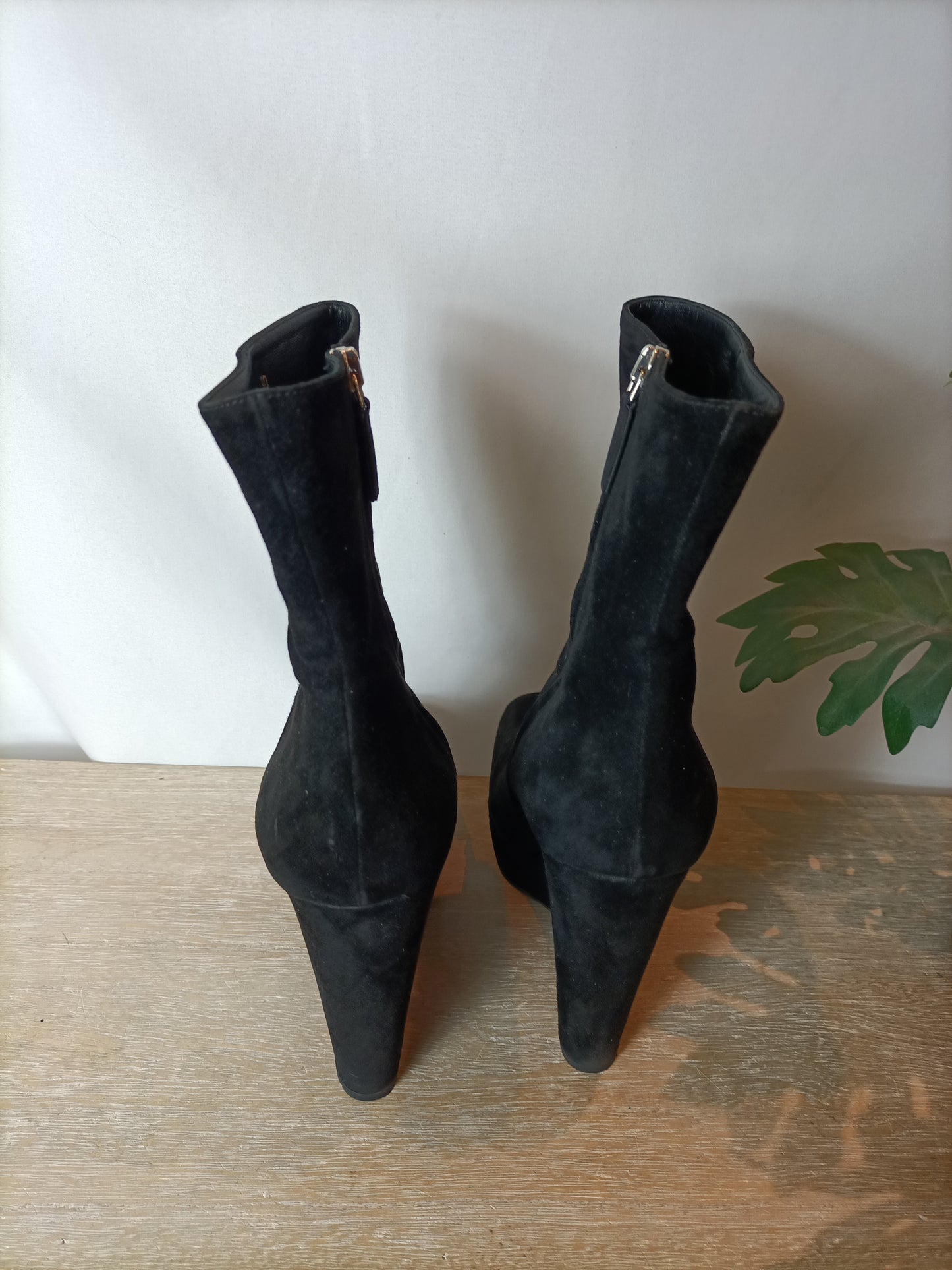 PRADA. Leather platform ankle boots. Size 40