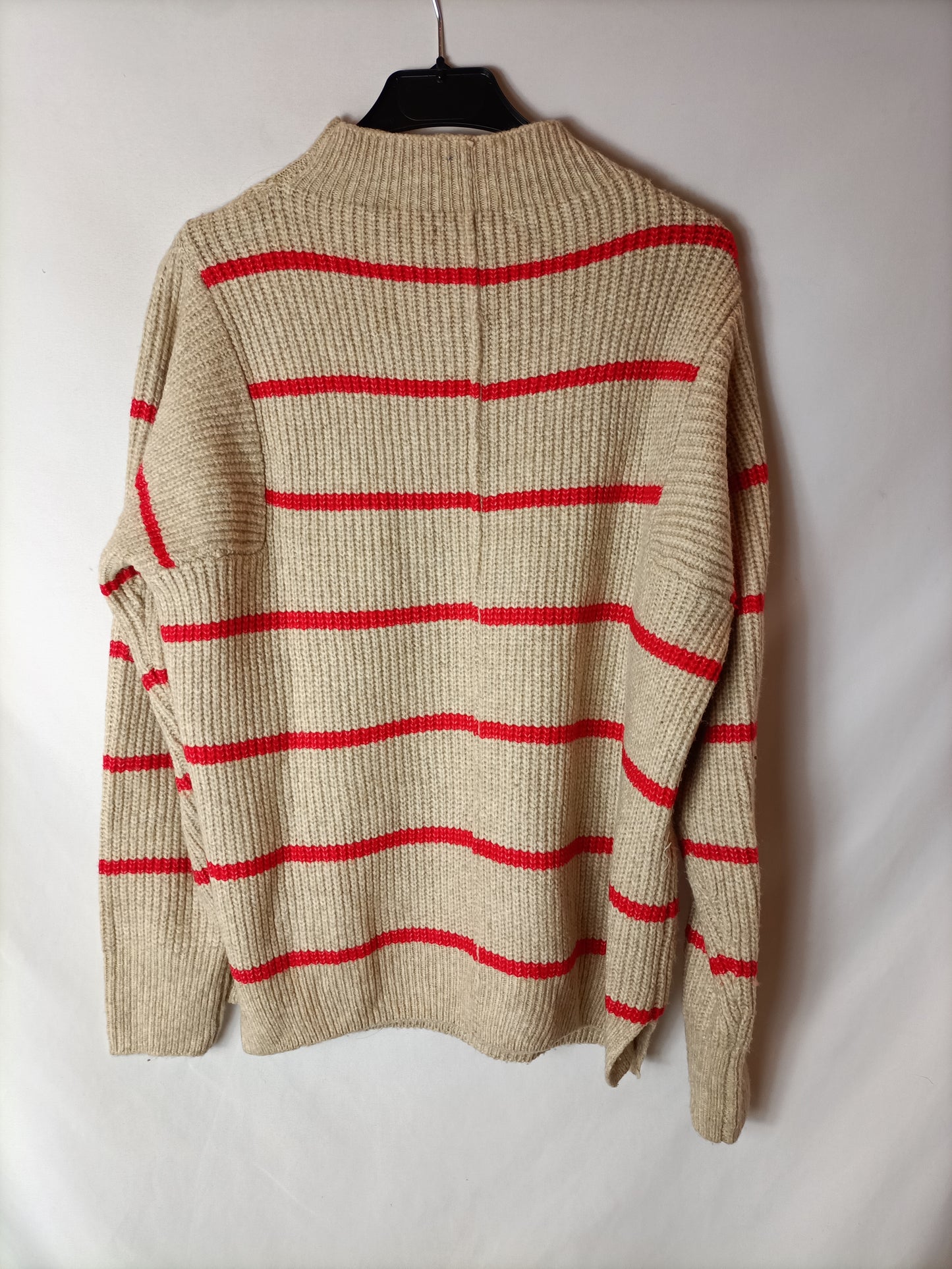 MANGO. Striped beige sweater TM
