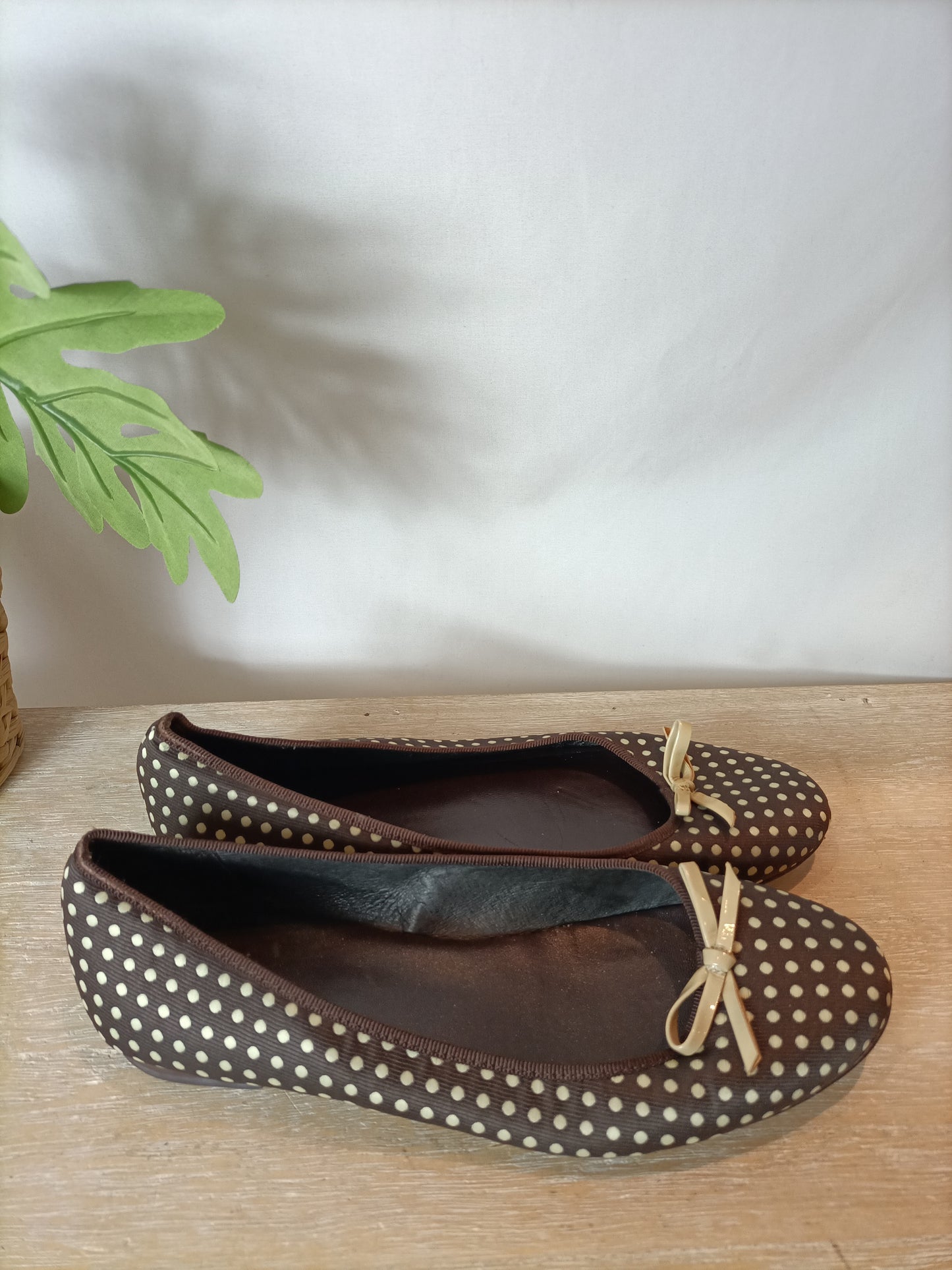 FOSCO. Brown polka dot ballet flats. Size 39