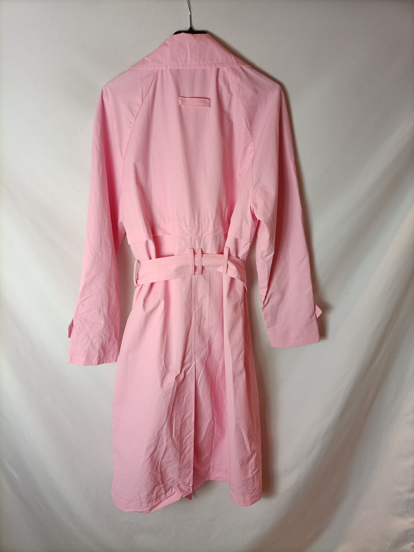BERSHKA. Pink double-breasted trench coat Ts