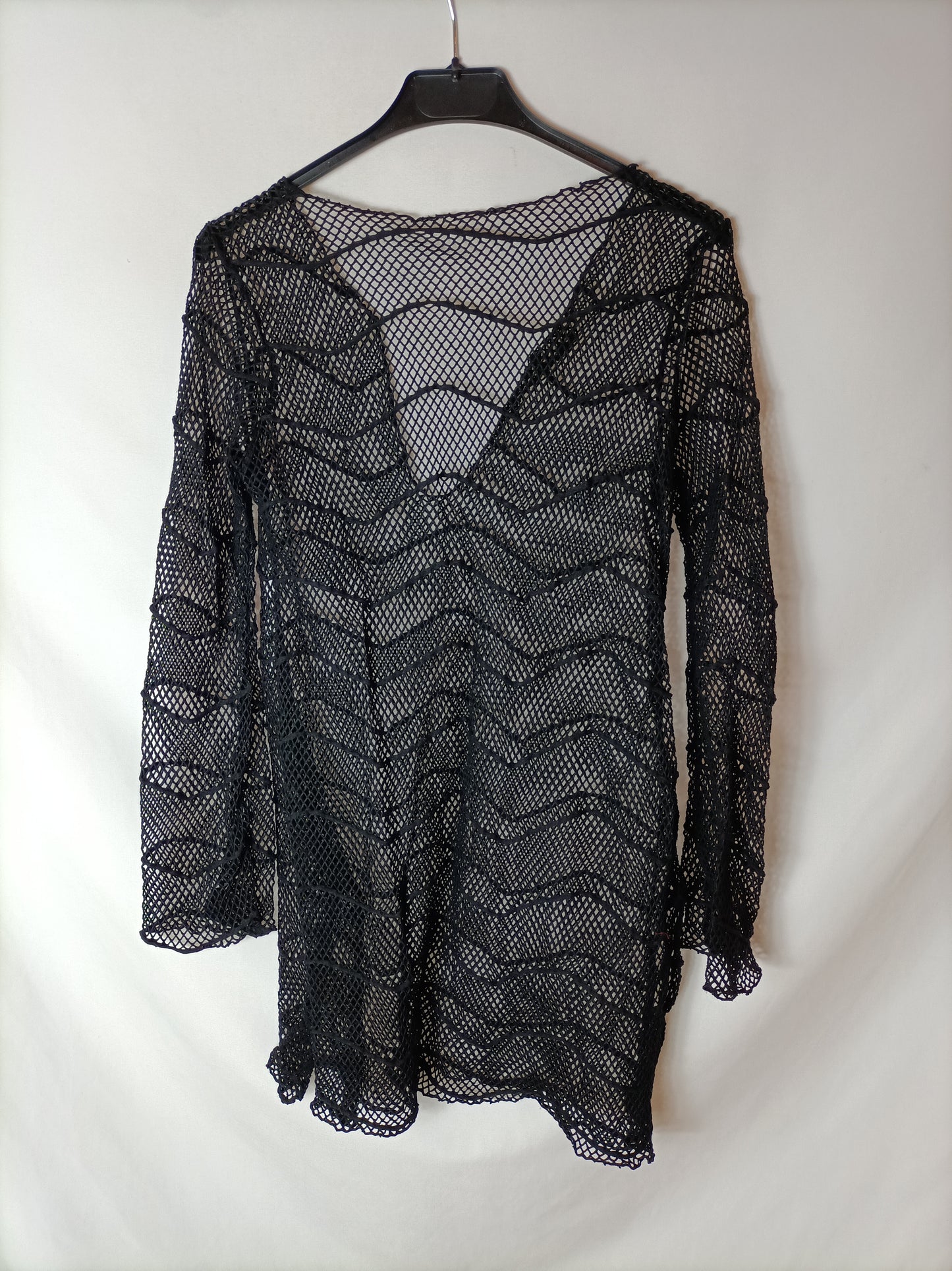 EMAR. Vestido negro corto rejilla. T S/M