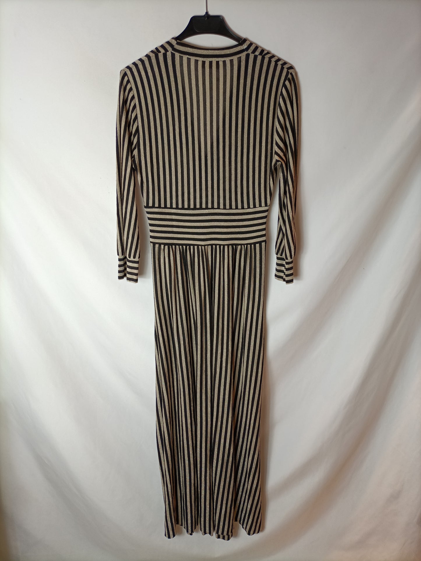 MOMONI. Striped midi dress with gold threads. Size 40