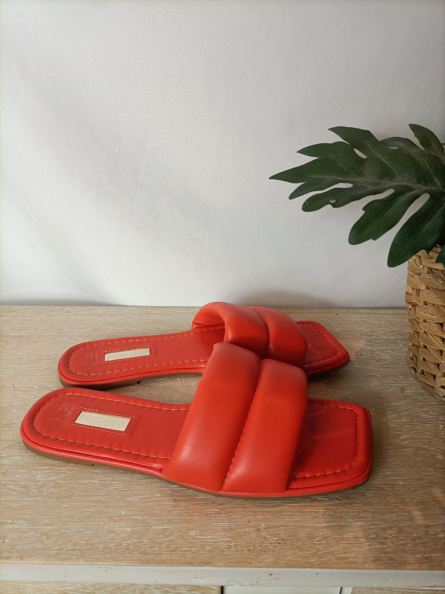 PRIMARK. Fluorescent orange sandals, size 37