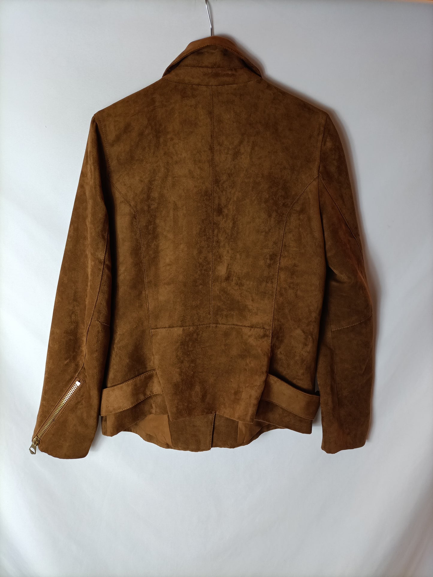 H&M. Biker marrón antelina T.38