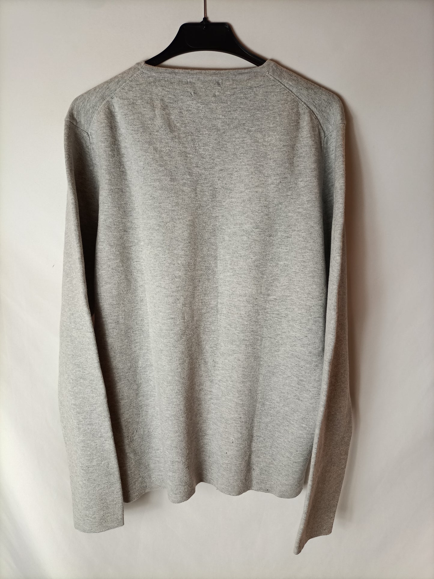 MASSIMO DUTTI. Jersey gris lana T.l