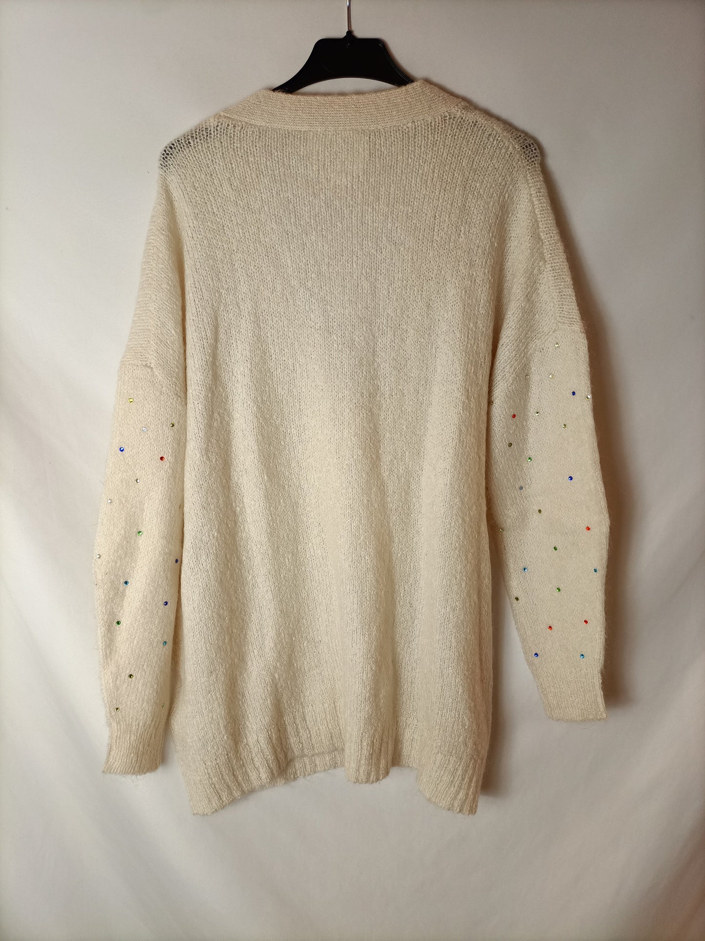 BIMBA Y LOLA. Cárdigan beige pedrería T.m