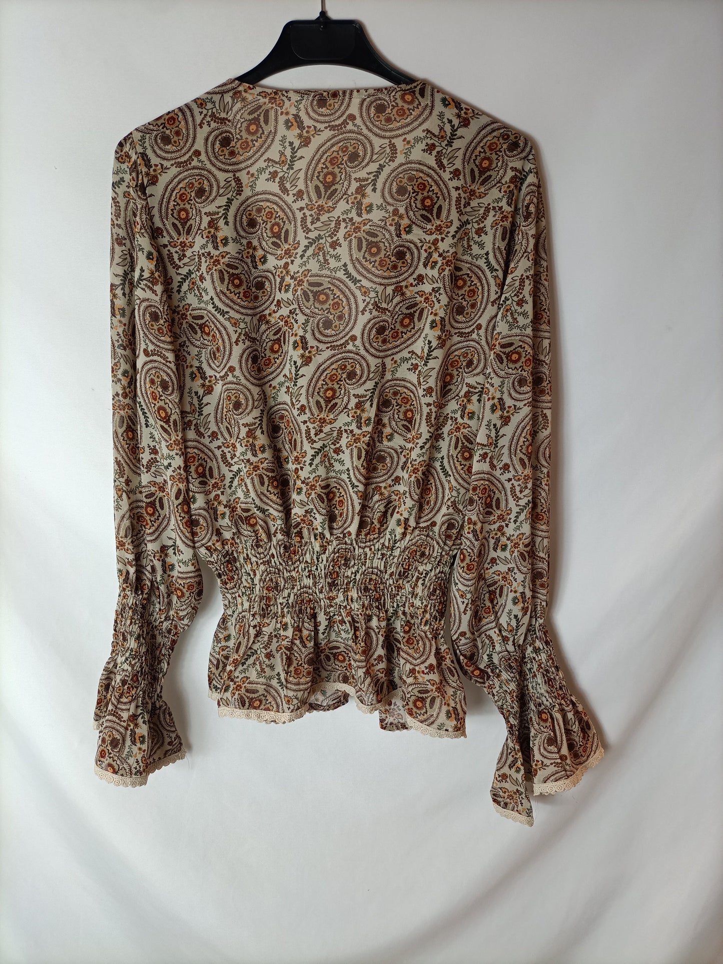 MULAYA. Printed semi-sheer blouse. TM