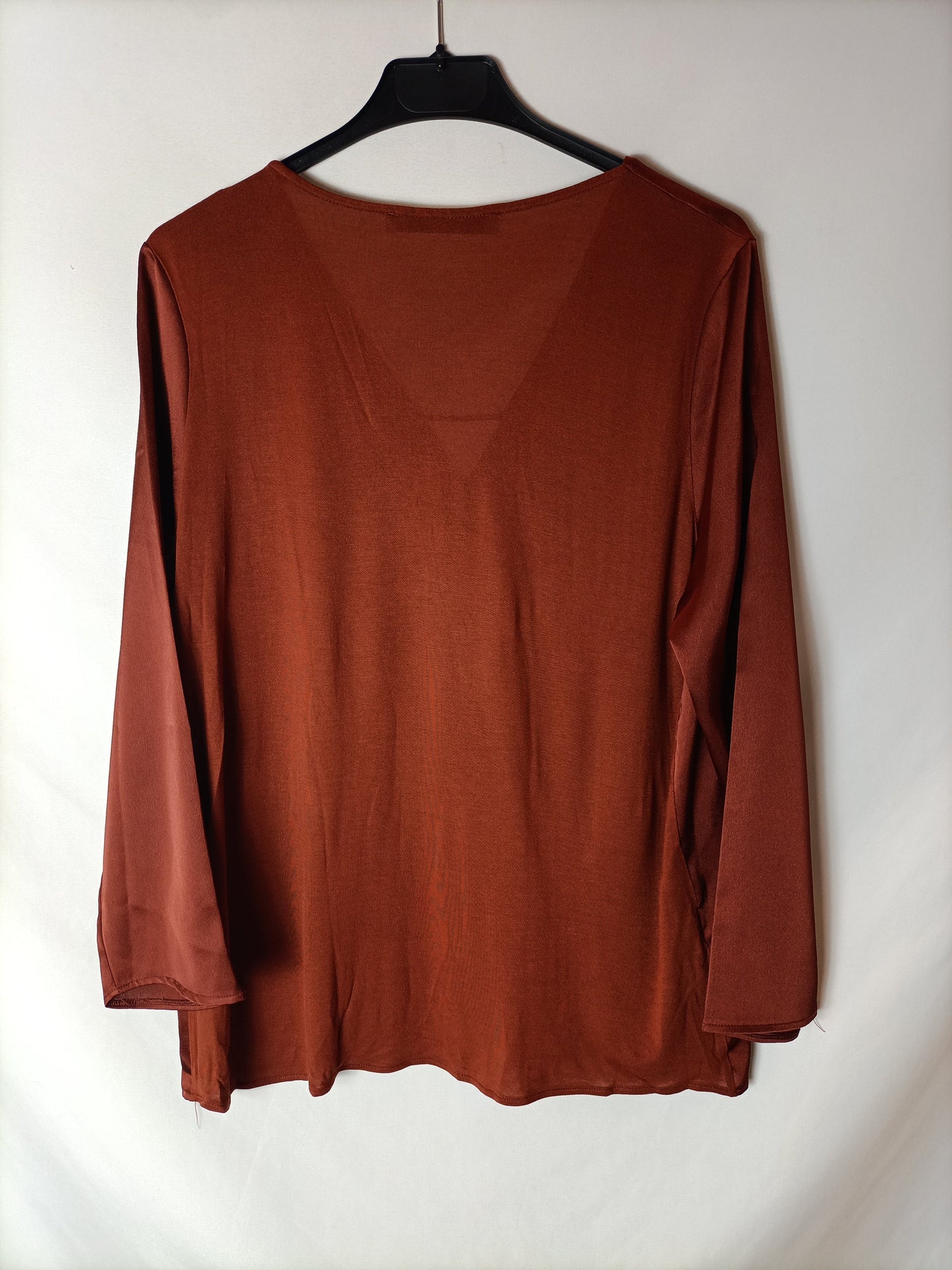 MANGO. Double-textured tile-colored blouse. TM