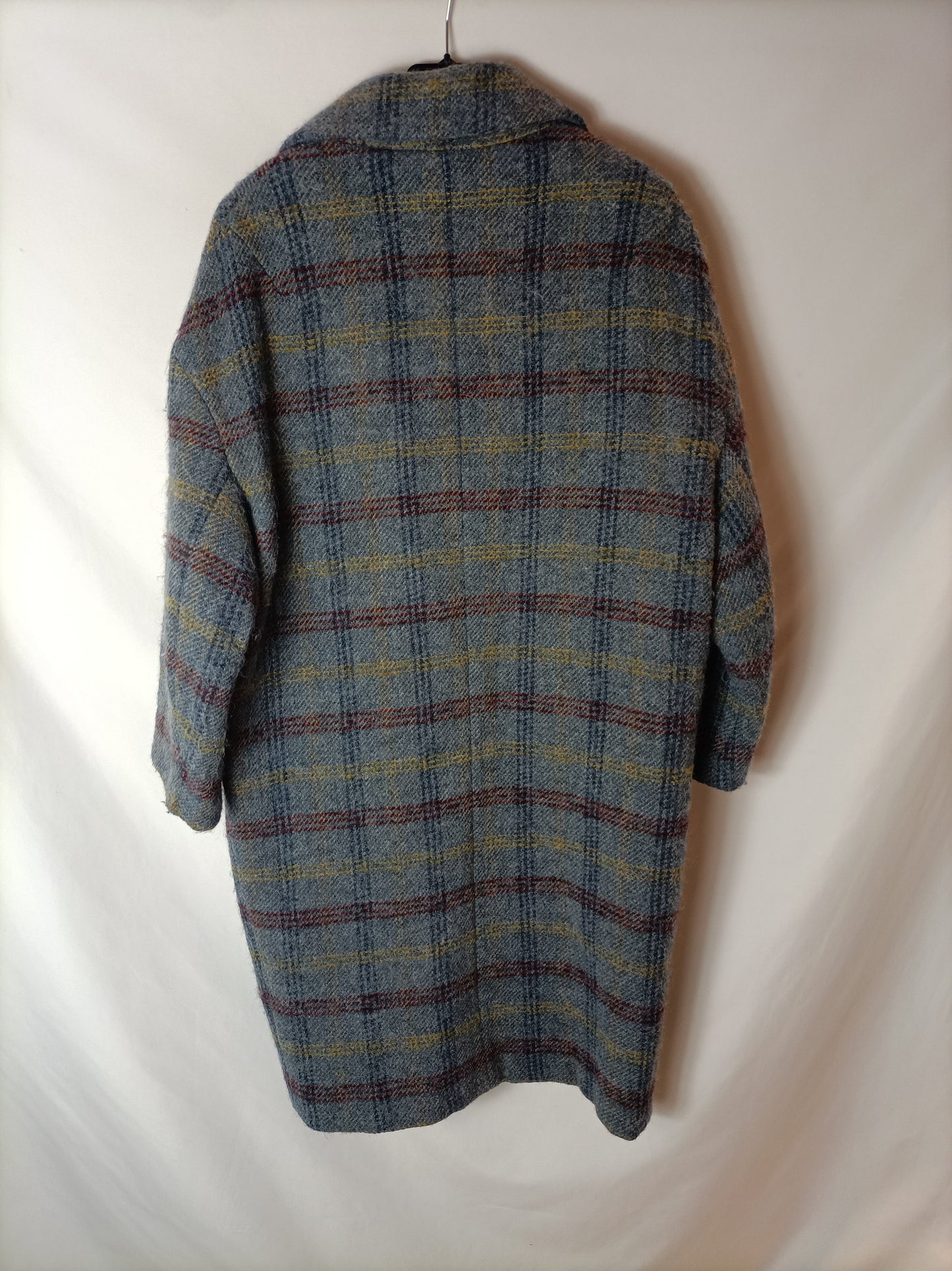 BIMBA Y LOLA. Abrigo azul cuadros. T L