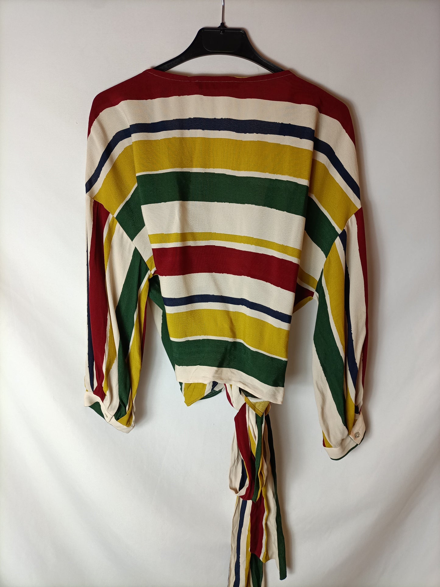 ZARA Blusa cruzada rayas T.s