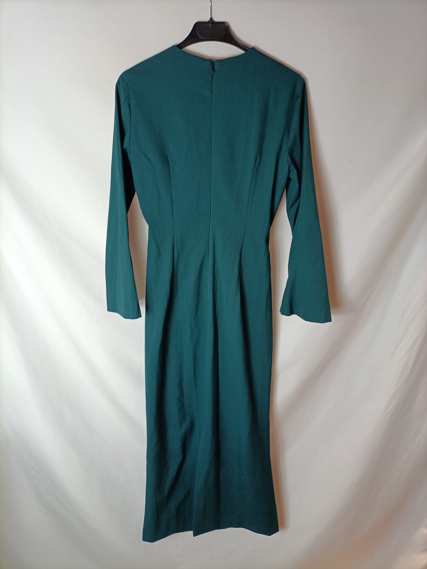ZARA. Vestido midi verde. T S