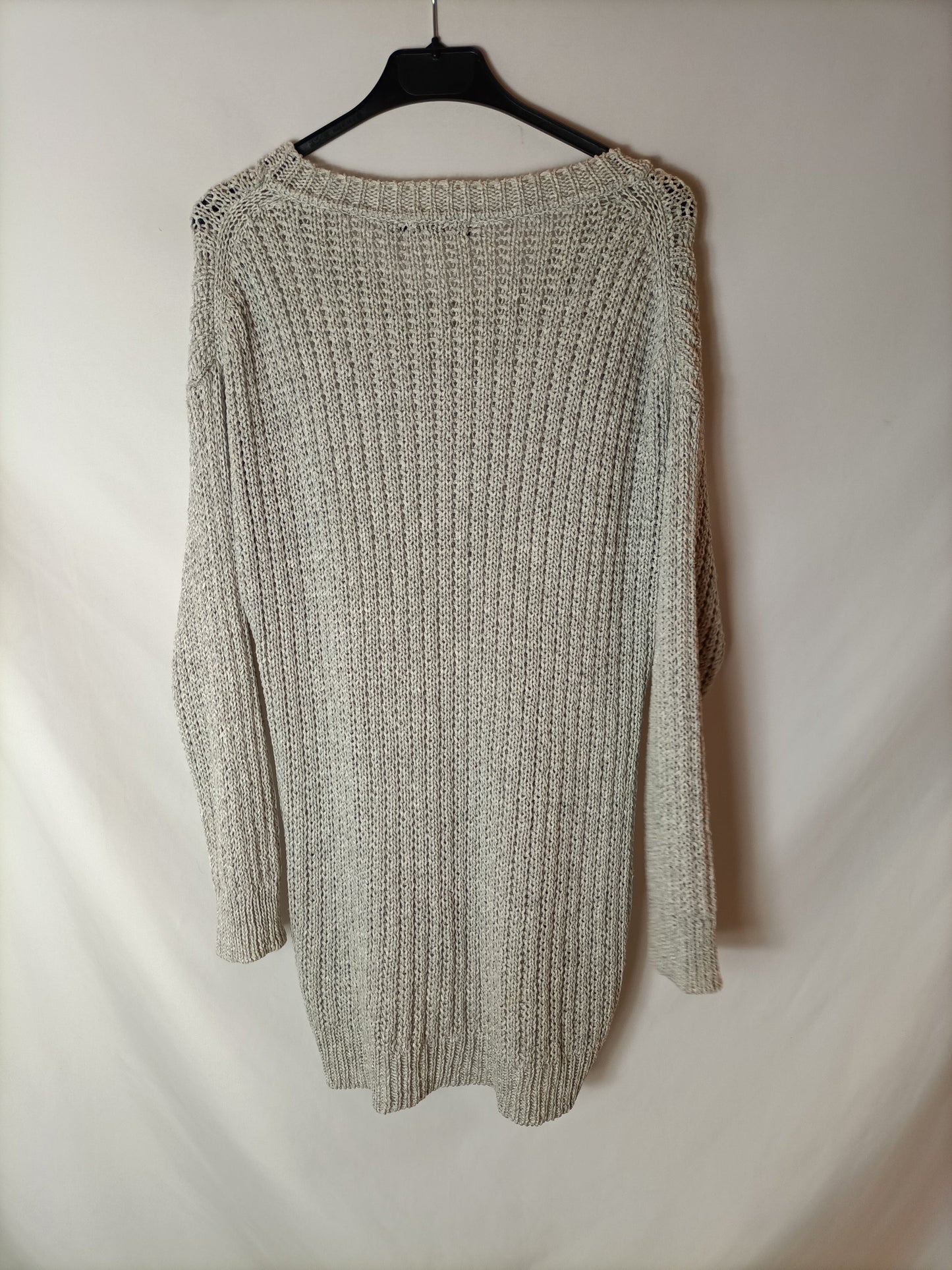 MASSIMO DUTTI. Loose-knit gray sweater. TL