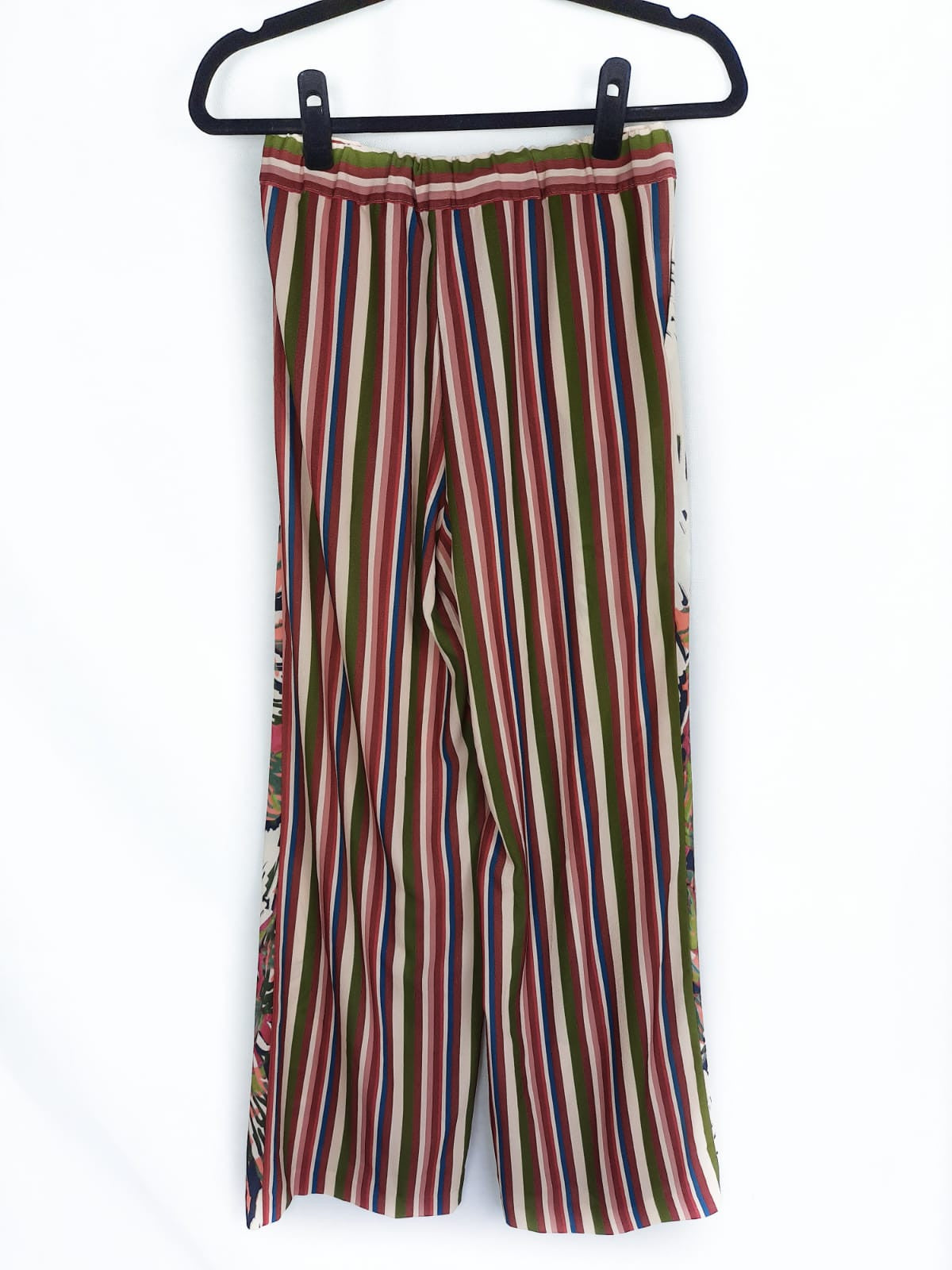 SISLEY. Striped and floral trousers, size S
