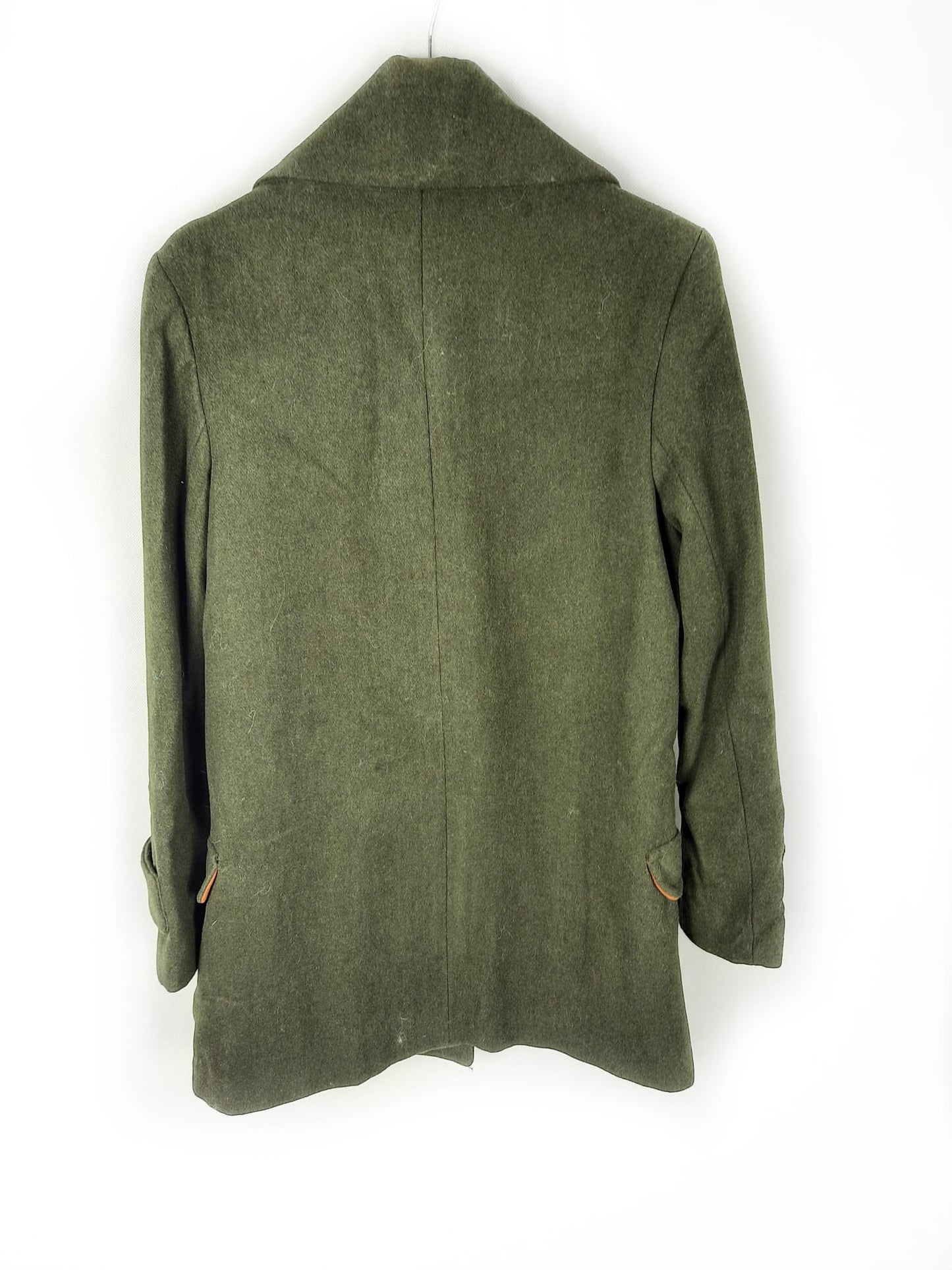 PRIMARK.Abrigo paño verde T.38