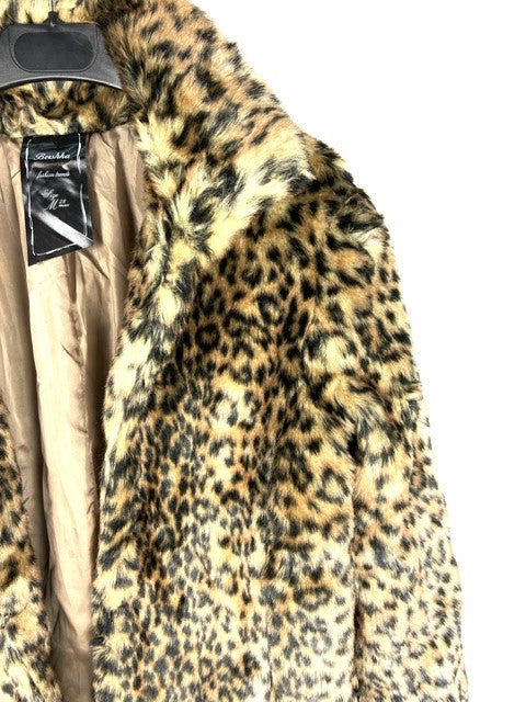 BERSHKA.Abrigo pelo animal print T.m