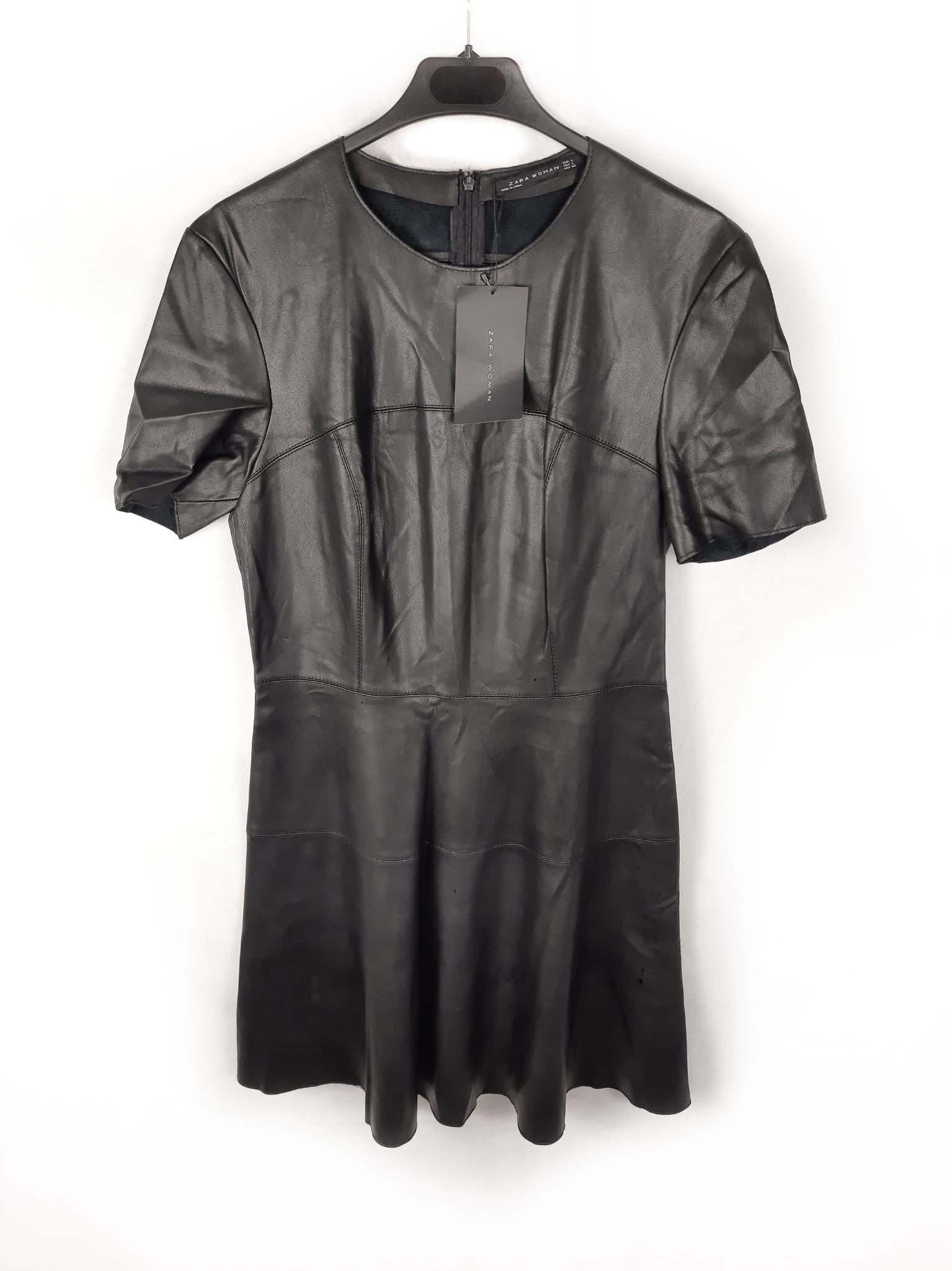 ZARA.Black faux leather dress TL Hibuy market ZARA.Black faux leather dress TL Hibuy market