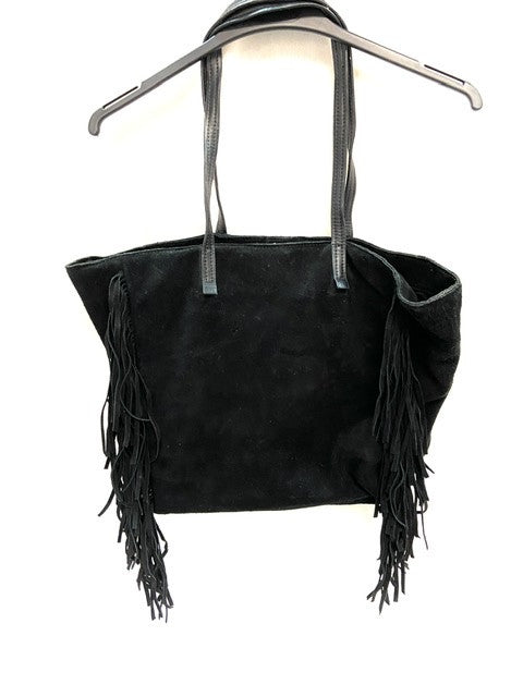 SFERA bolso flecos negro antelina