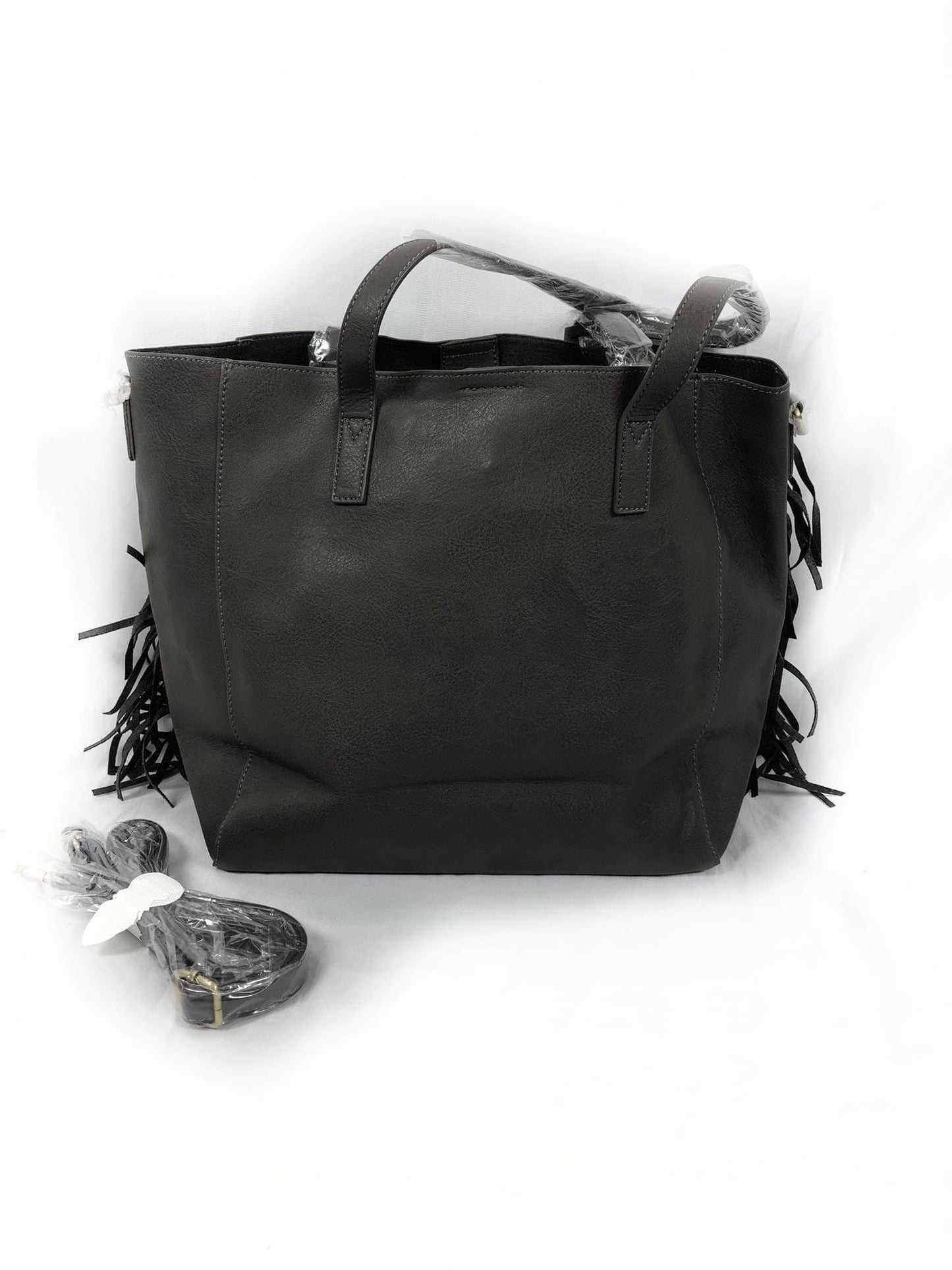 MISAKO.Bolso marrón oscuro flecos