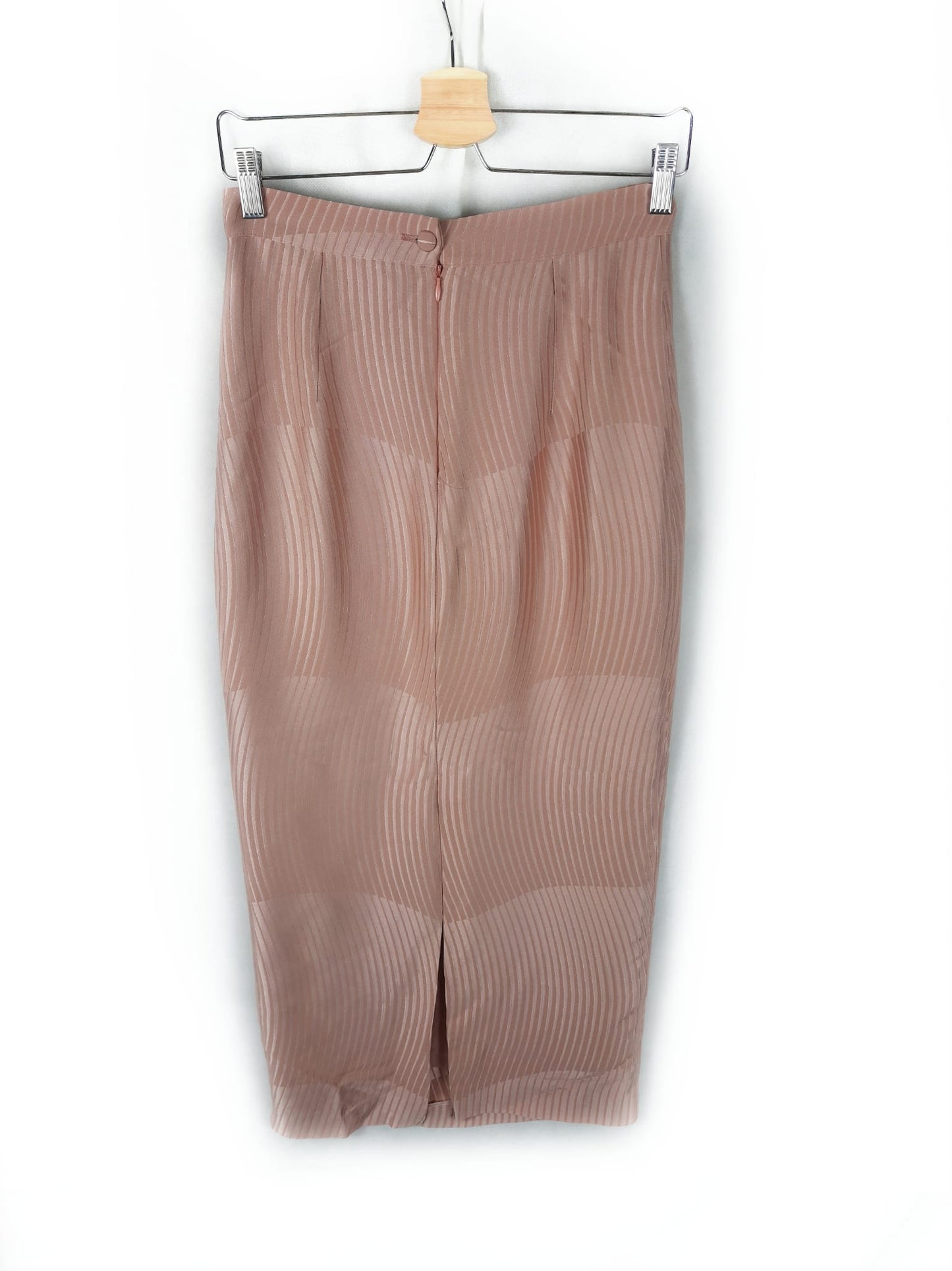 FREDDA. Pink midi skirt with striped print