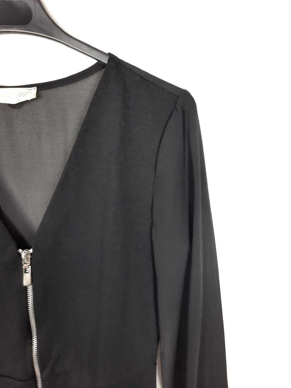 BSB. Black dress with transparent sleeves, size 38