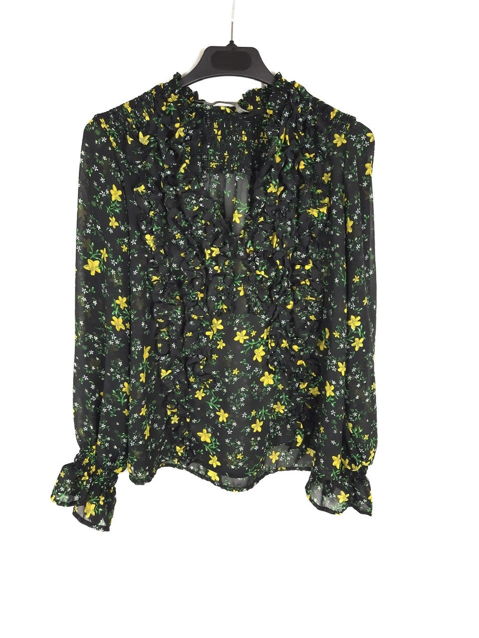 ZARA.Blusa fruncida volantitos T.s
