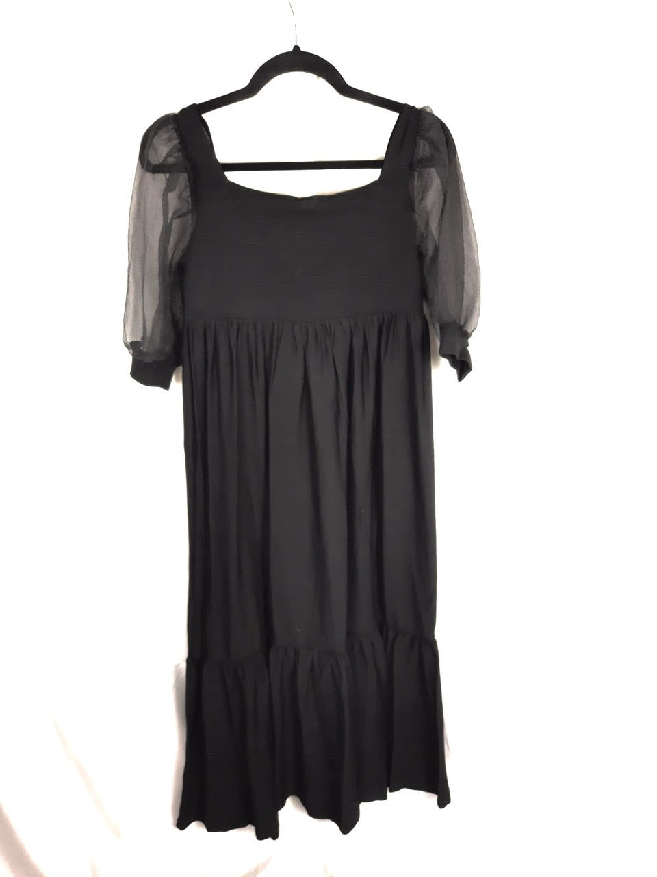 ZARA.Vestido punto mangas abullonadas T.s