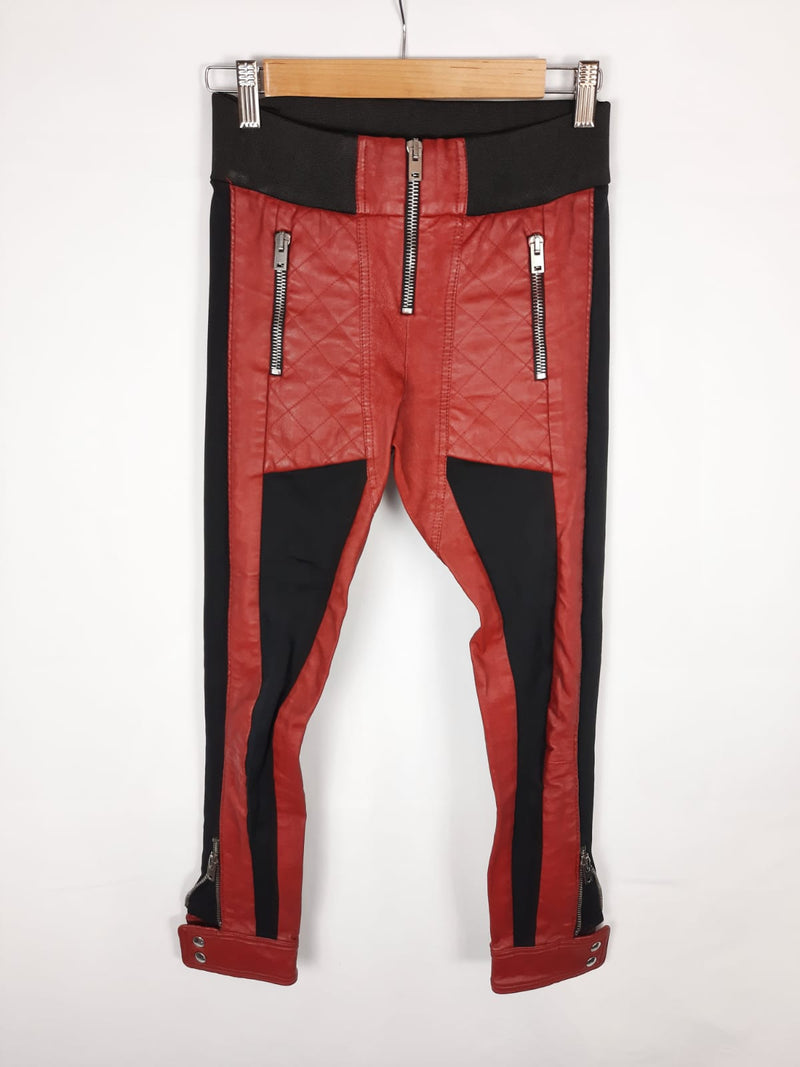 IRO. pantalon doble textura negro y rojo T.36