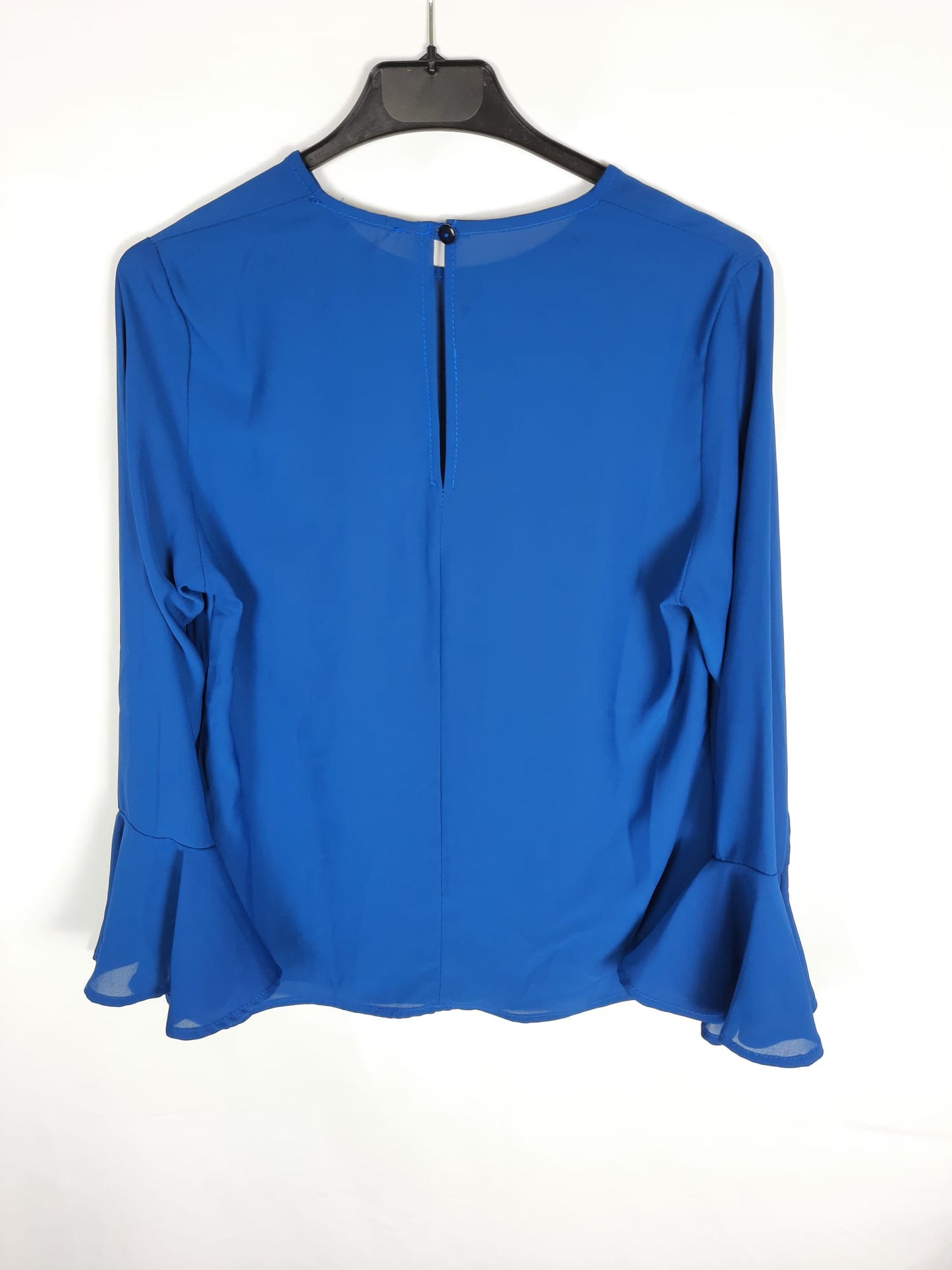 MOOD.Blusa azul volantes T.m