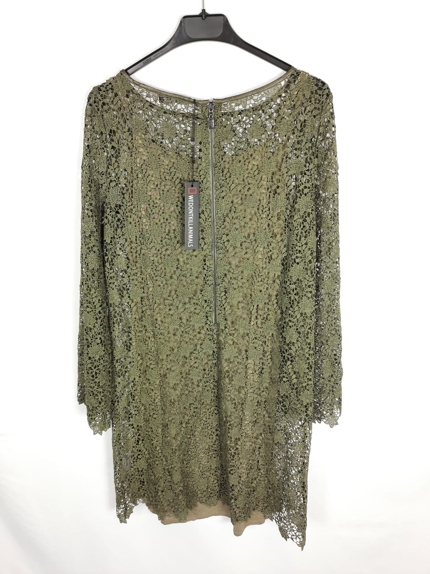 WDKA.Vestido verde caqui encaje T.m
