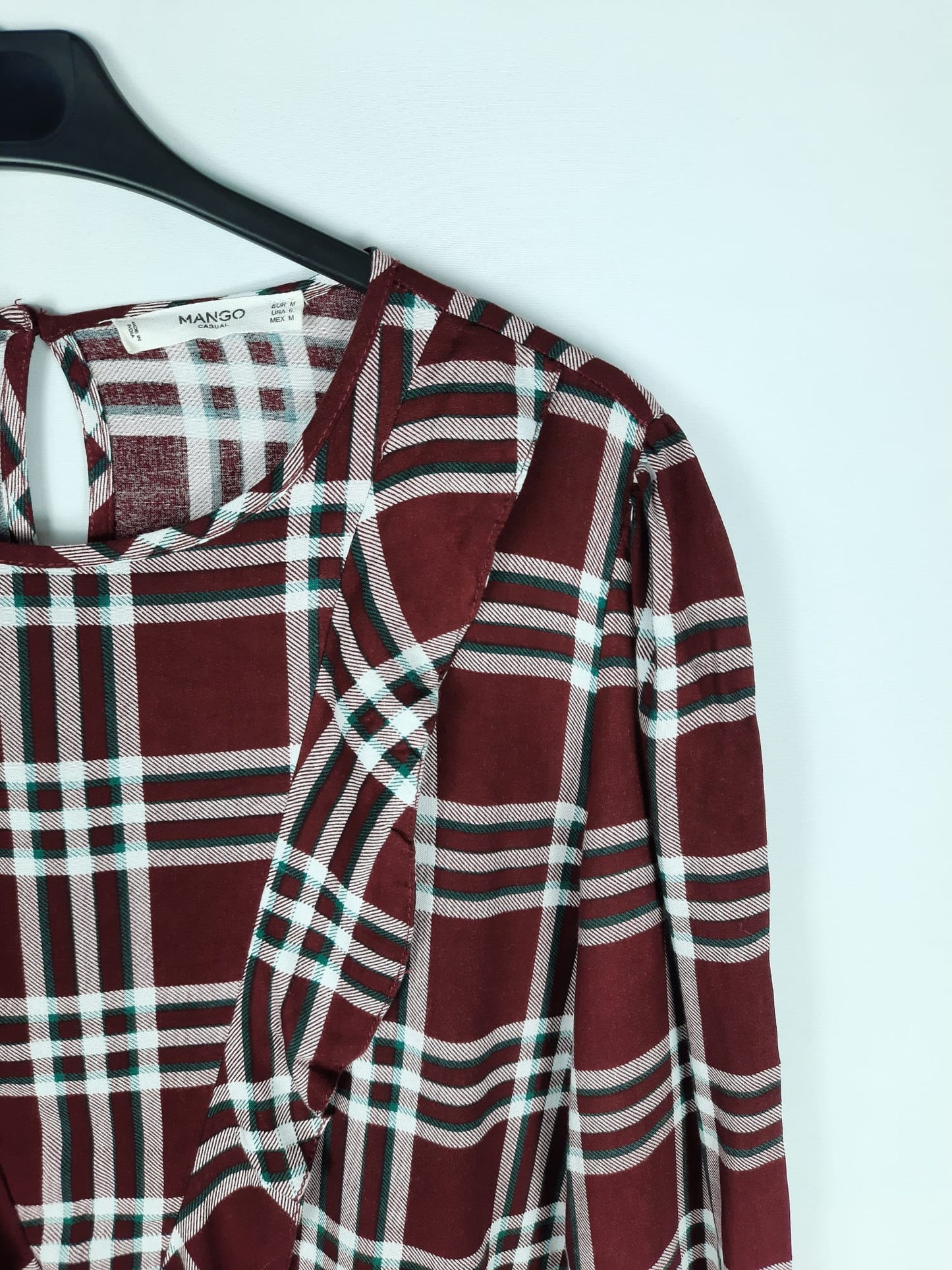 MANGO. Blusa cuadros T.m