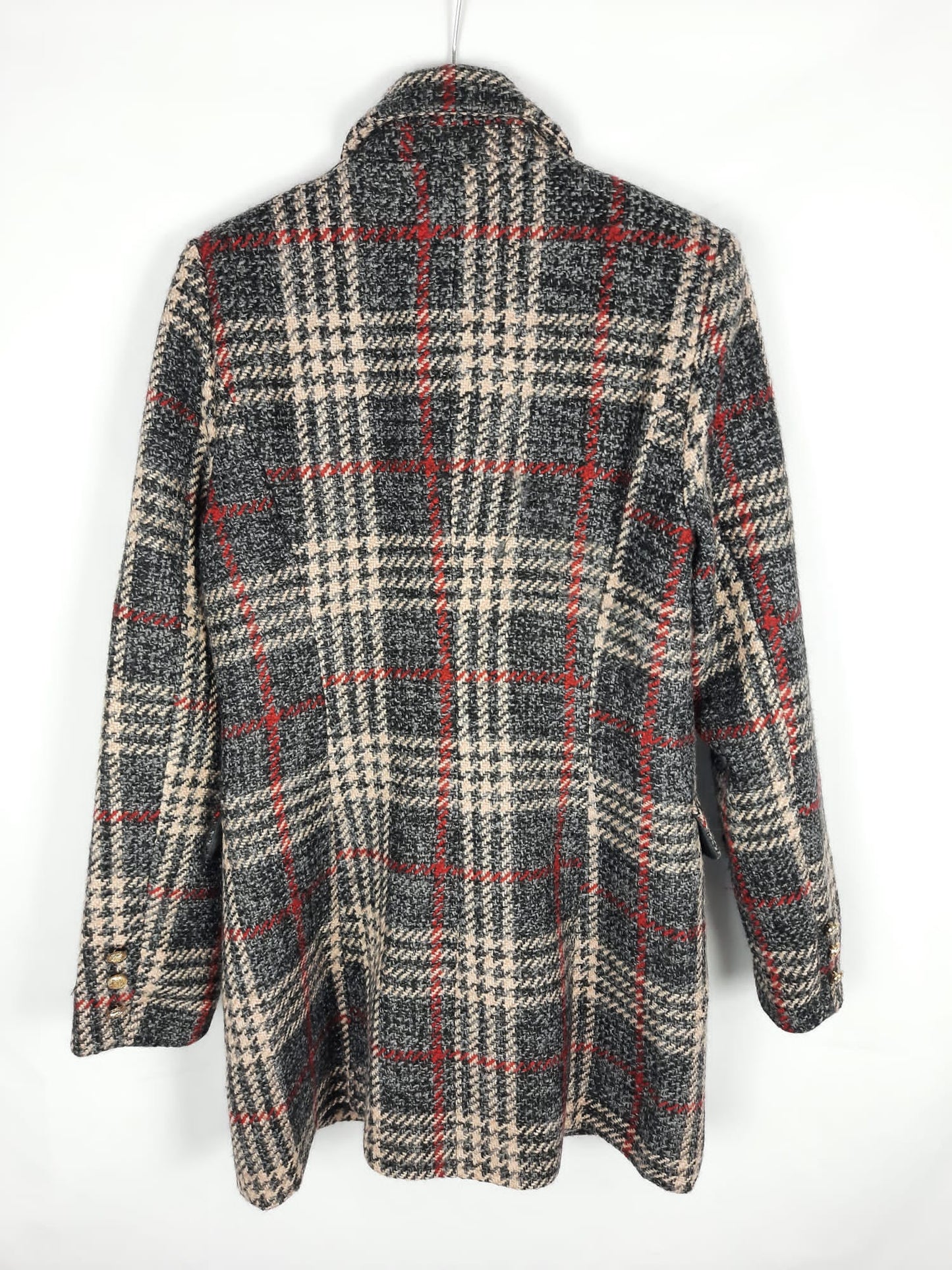 ALEXANDRA NEEL. Grey houndstooth coat, size 36